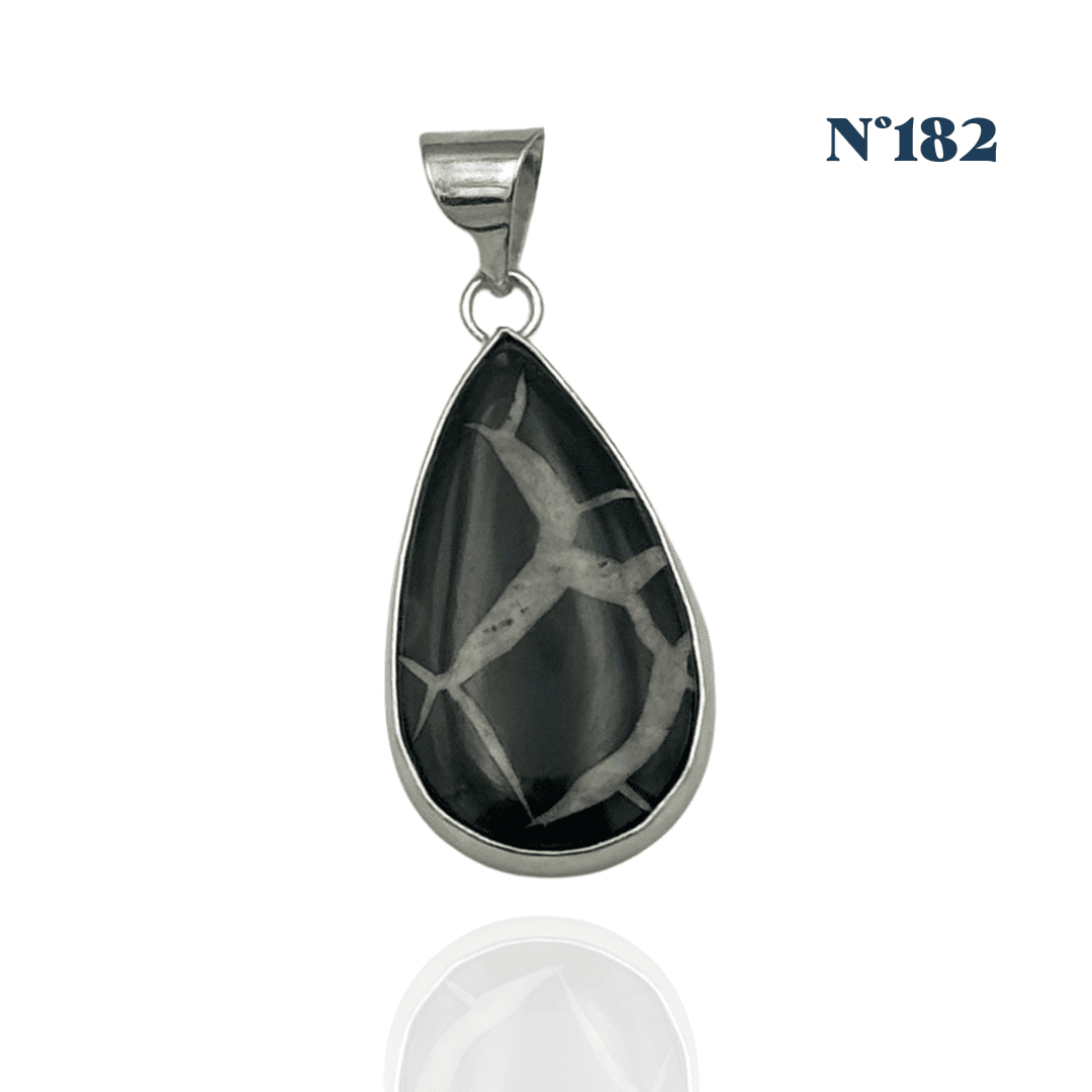 Pendentif Septaria Noire – Ancrage et Stabilité Émotionnelle