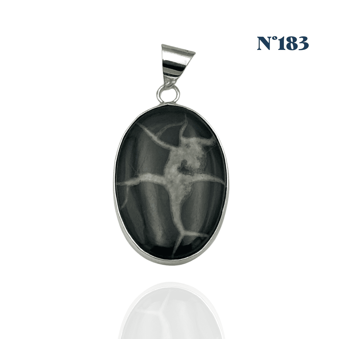Pendentif Septaria Noire – Ancrage et Stabilité Émotionnelle