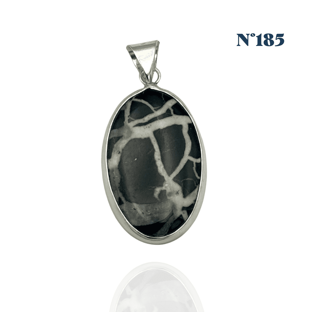 Pendentif Septaria Noire – Ancrage et Stabilité Émotionnelle