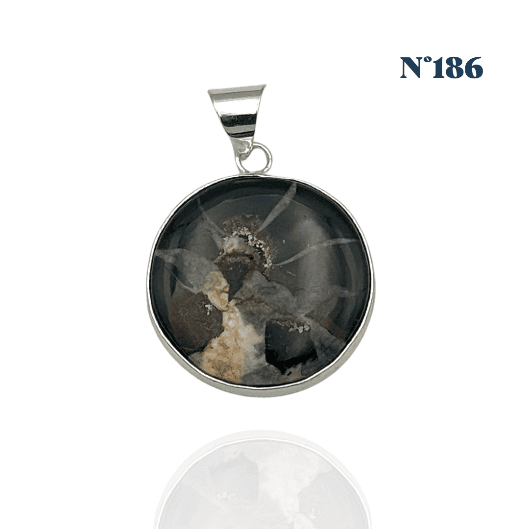 Pendentif Septaria Noire – Ancrage et Stabilité Émotionnelle