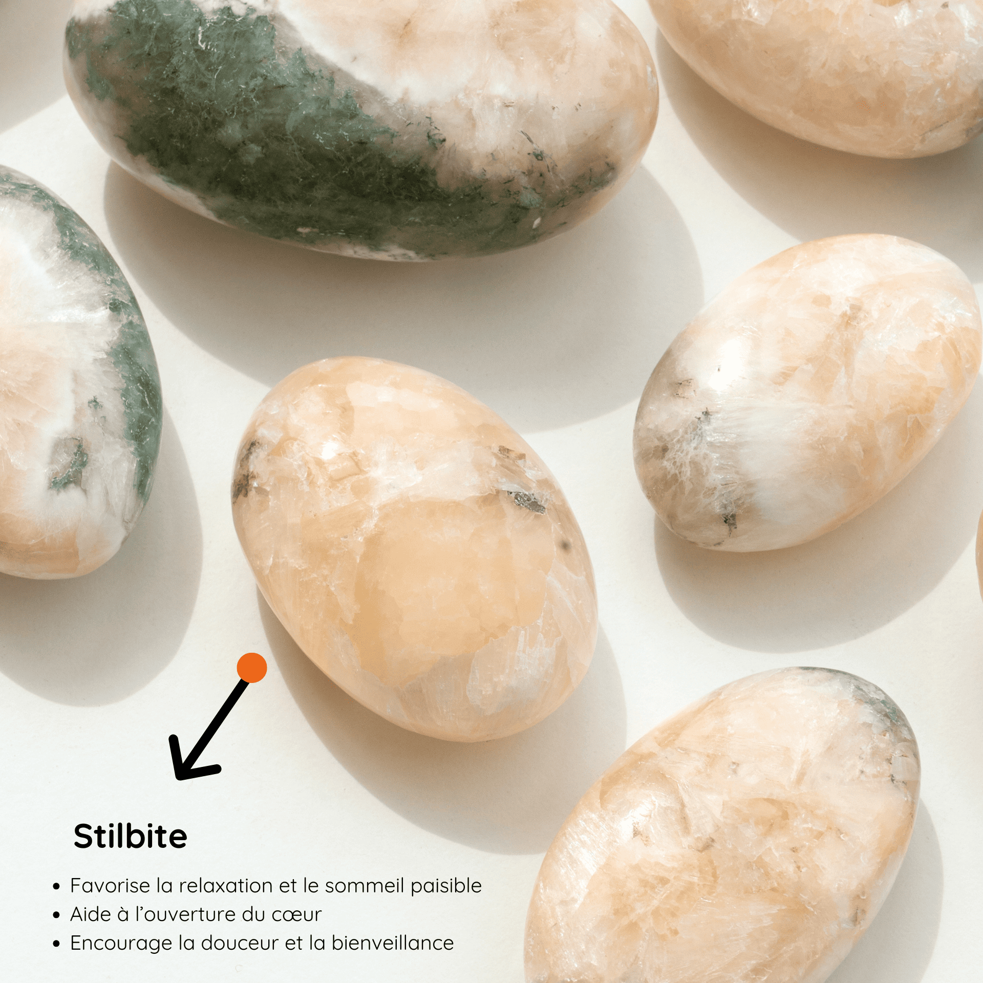 Galet Stilbite vertus