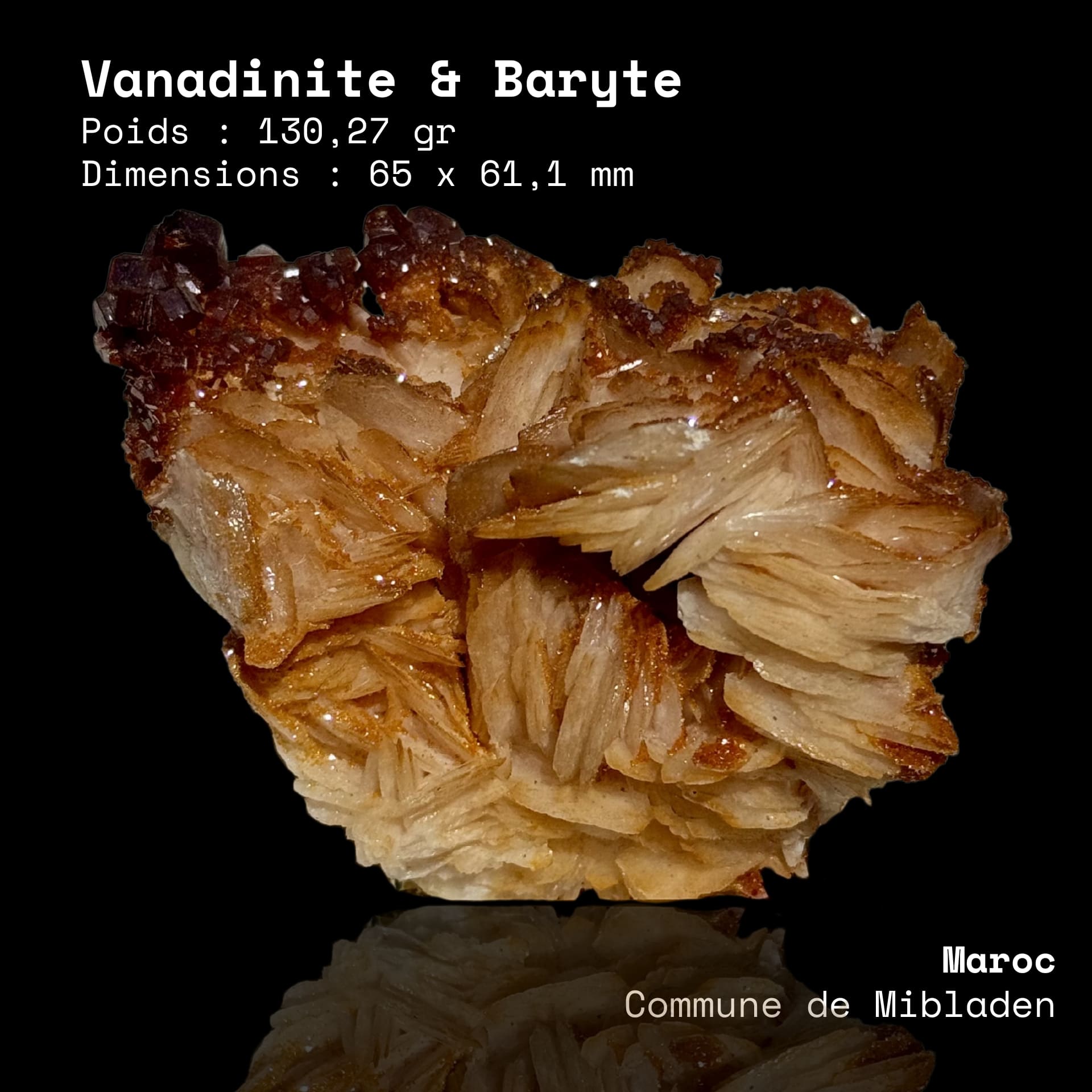 Vanadinite & Baryte n°54 - Mibladen (Maroc)