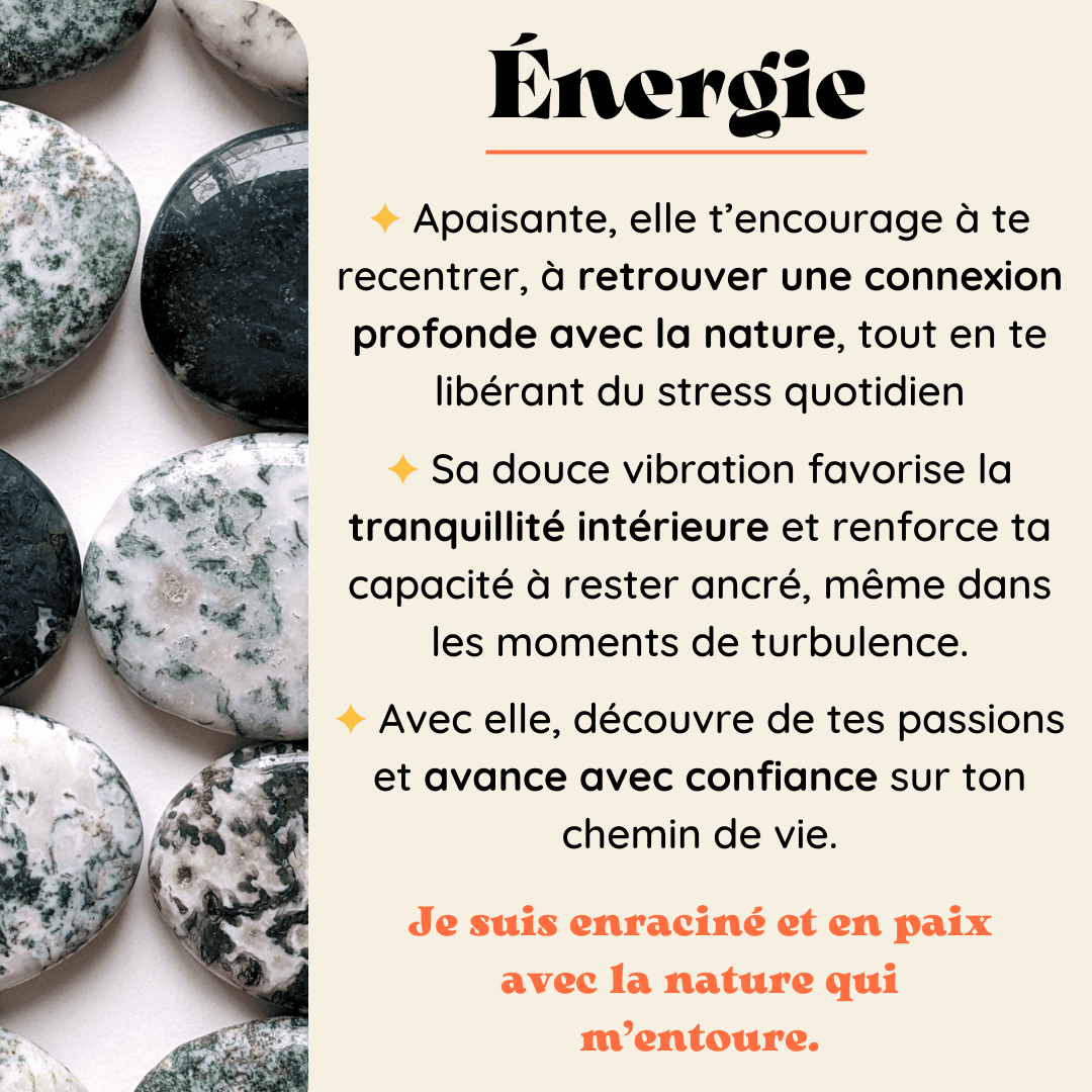 Bracelet Perles Agate Mousse – Vitalité et Connexion à la Nature