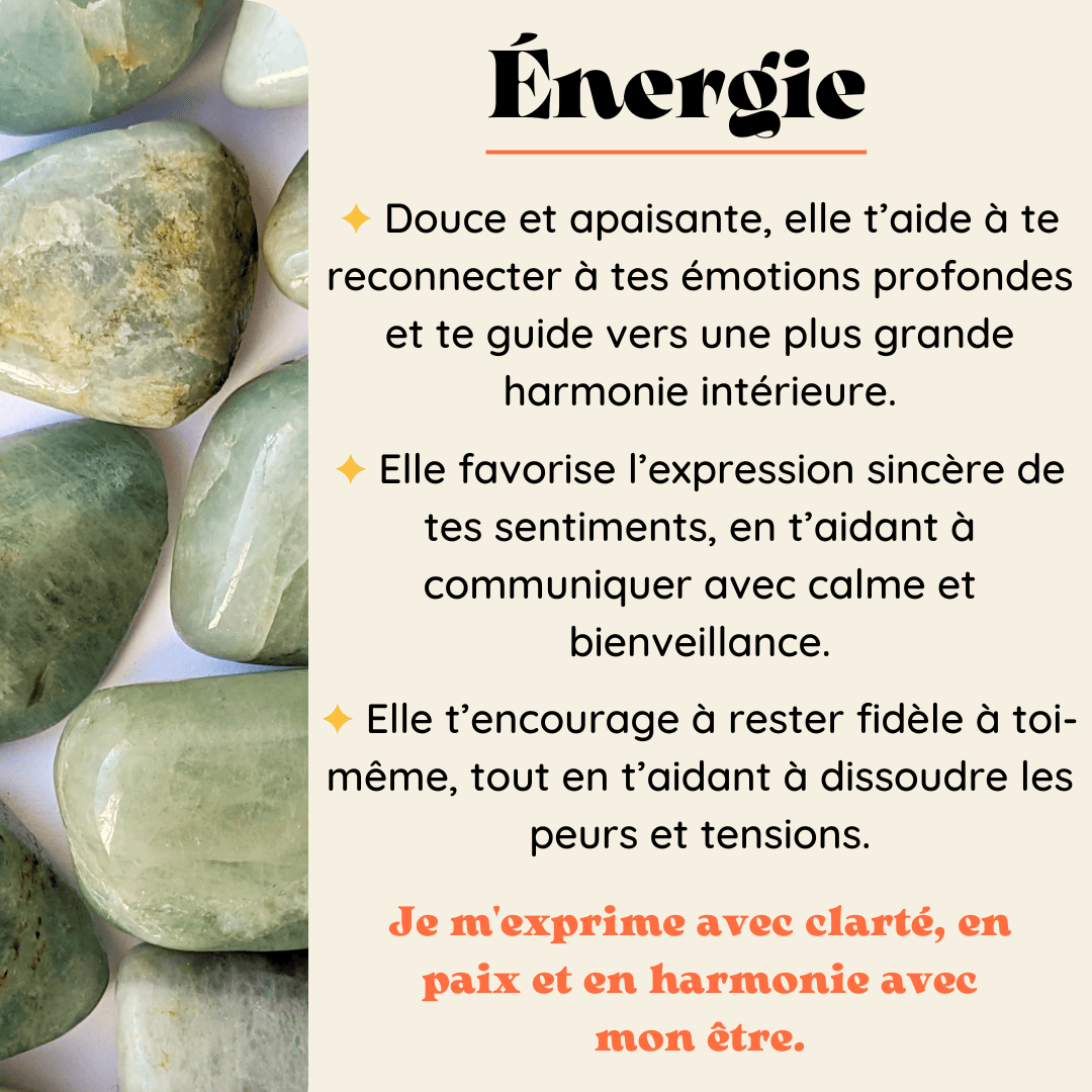 Collier en Aigue-Marine Roulée – Sérénité et Communication