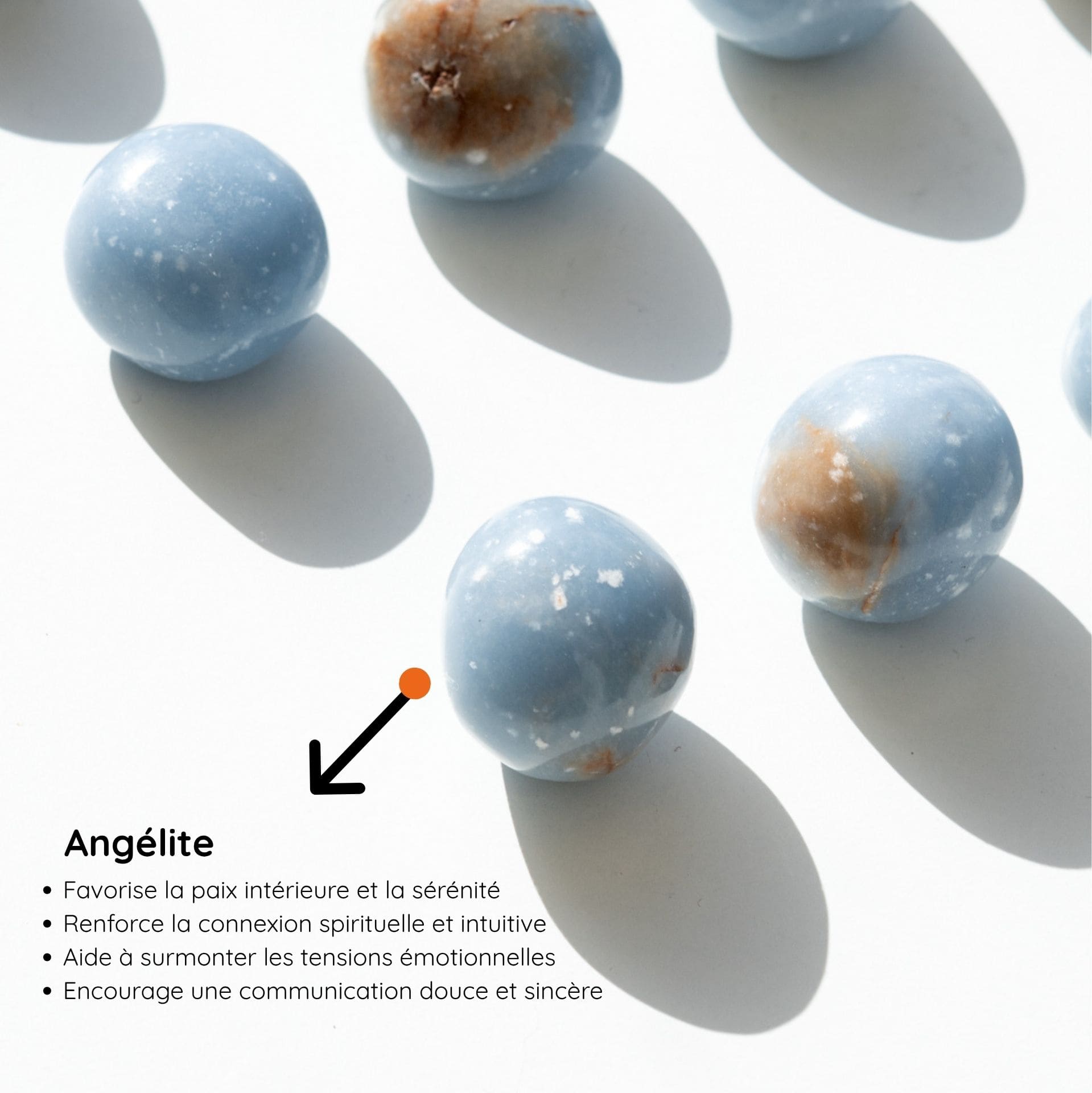 Pierre Roulée Angélite – Douceur et Connexion Spirituelle
