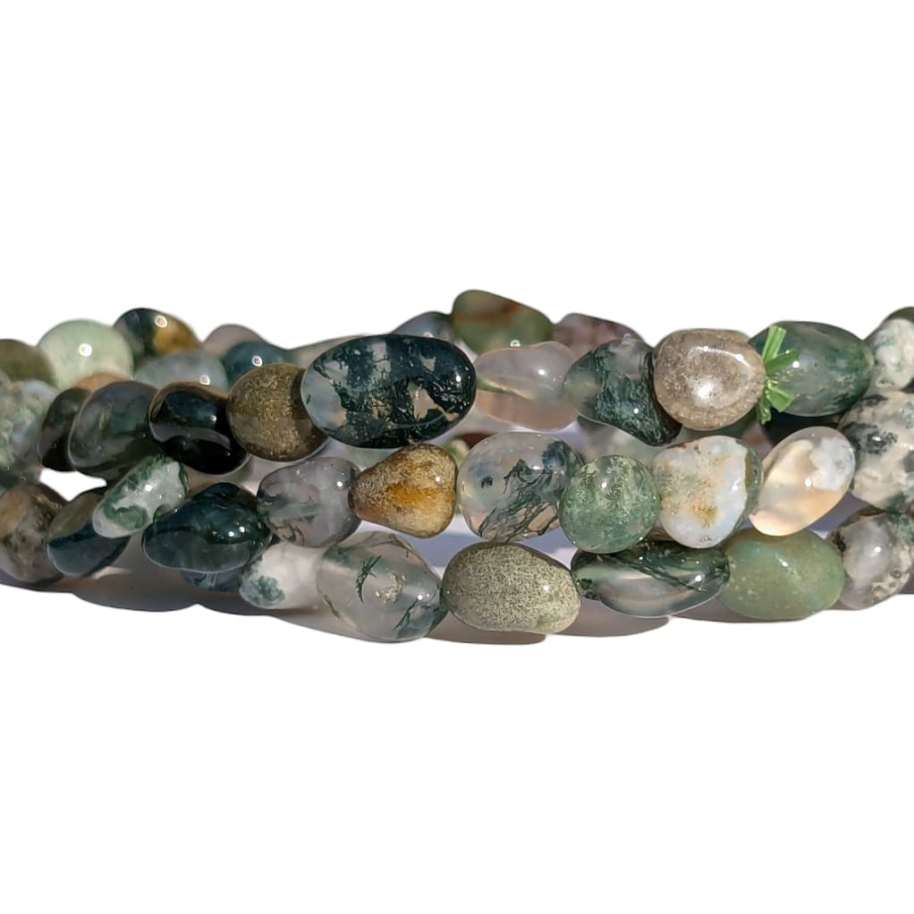 bracelet élastique agate mousse pierre roulée 1