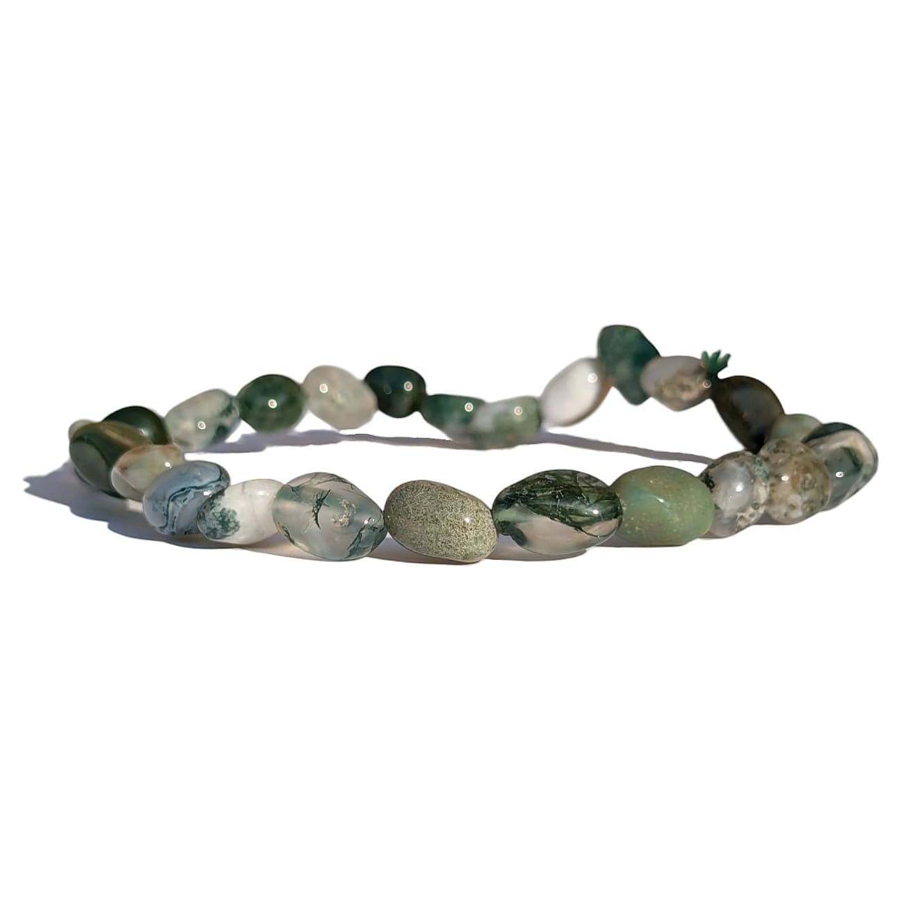 bracelet agate mousse pierre roulée