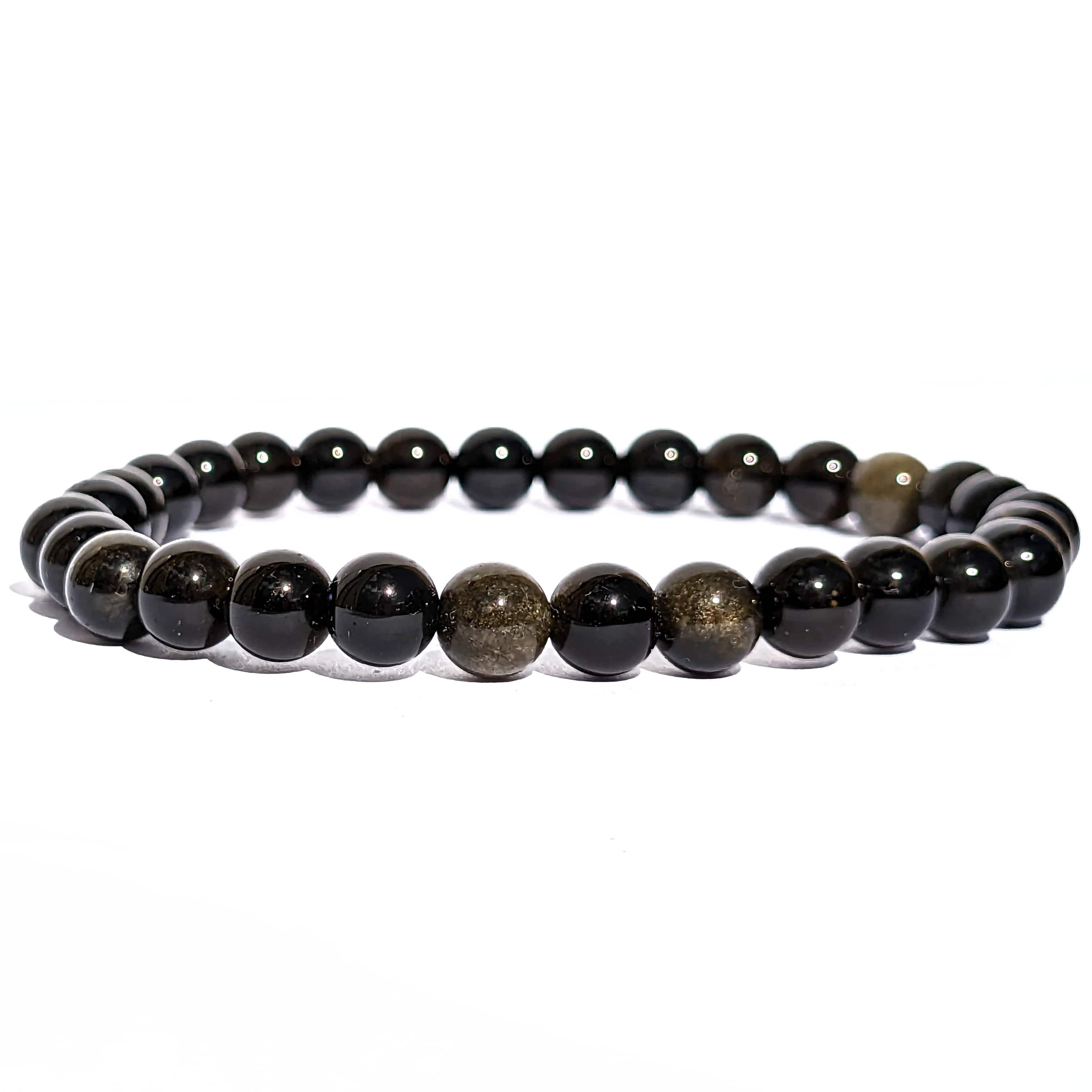 bracelet pierre obsidienne dorée