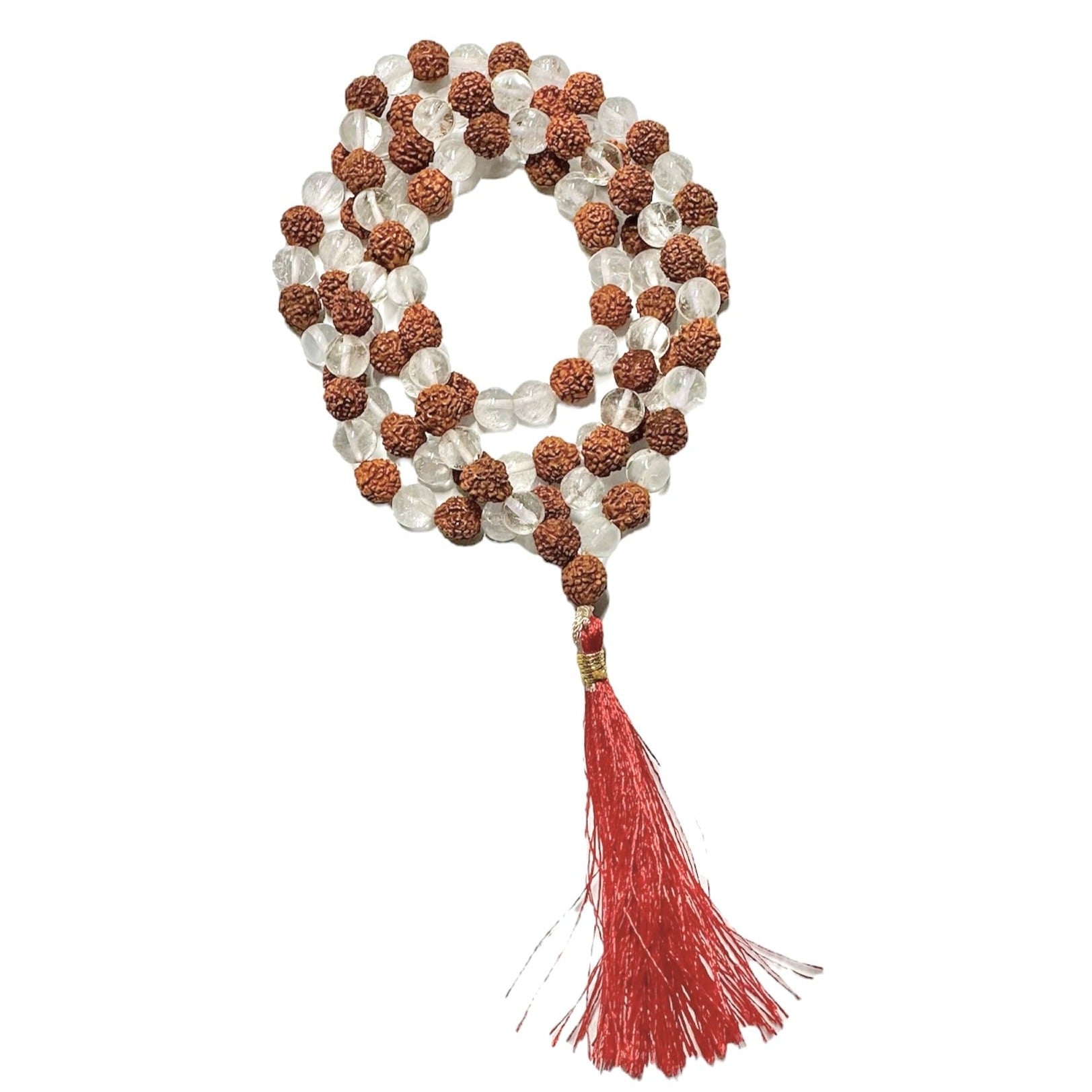 Mala Cristal de roche et Rudraksha