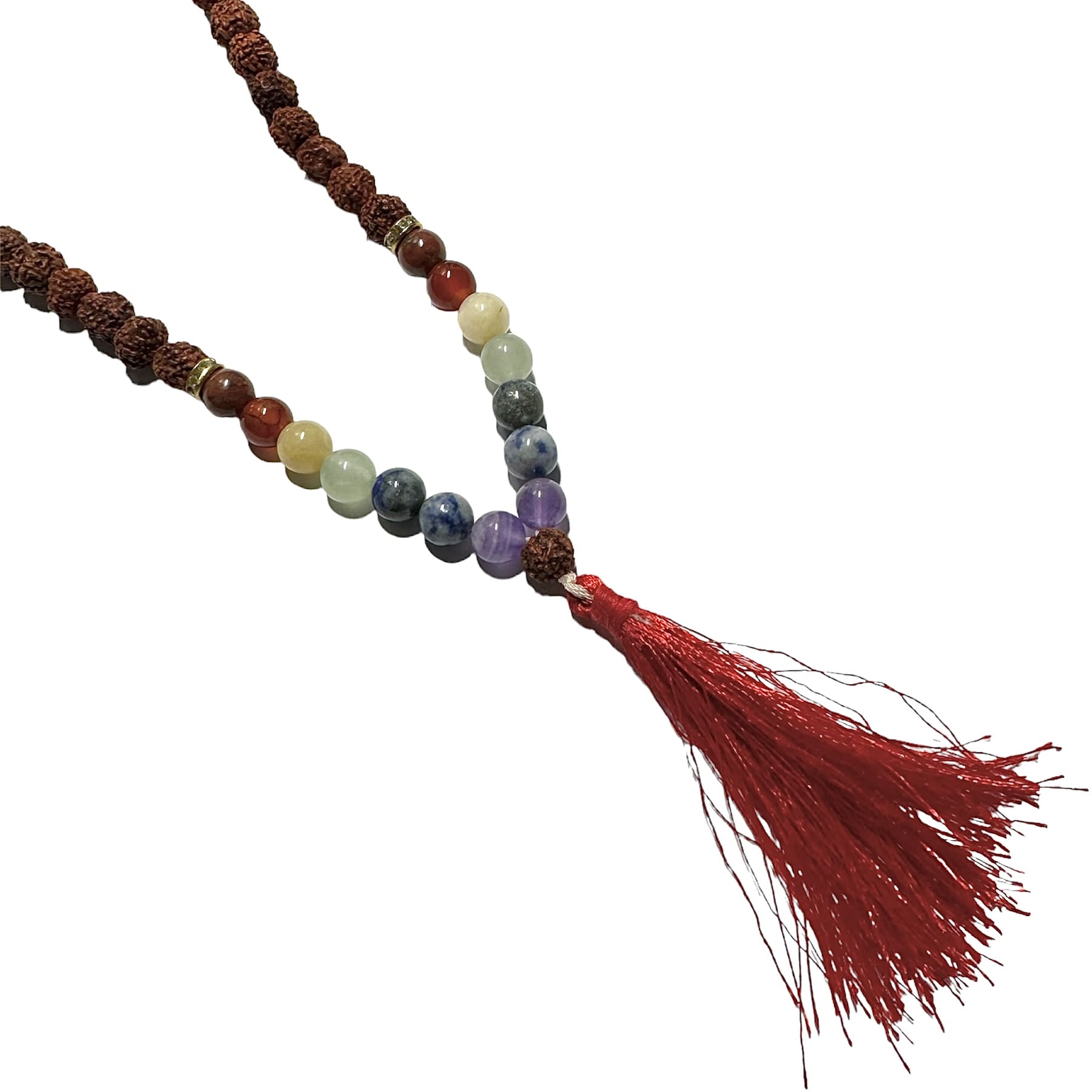 Collier mala Rudraksha 7 chakras perles naturelles