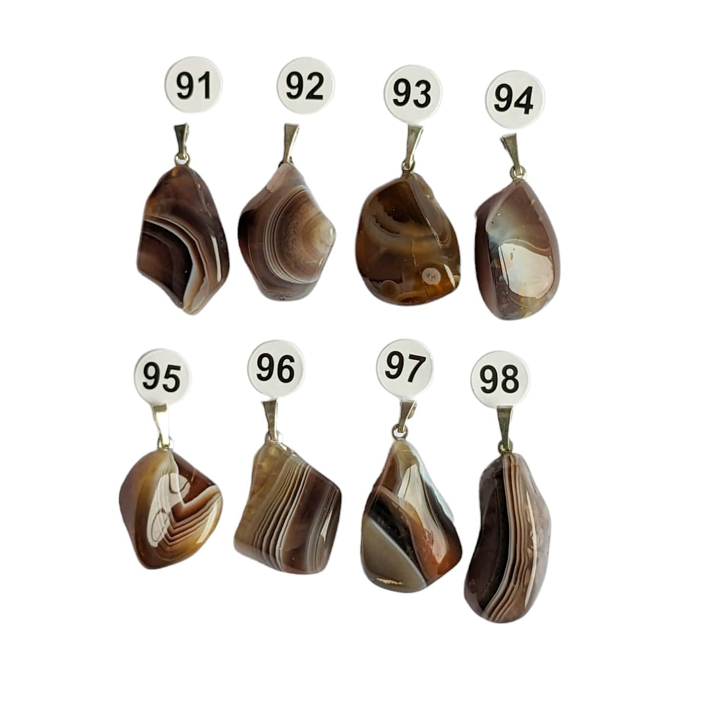 Pendentif en Agate du Botswana Roulée – Équilibre