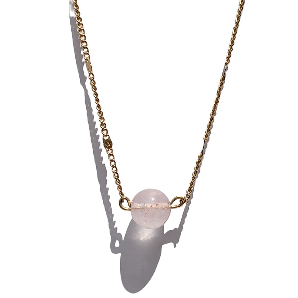Collier ras de cou pierre Quartz Rose