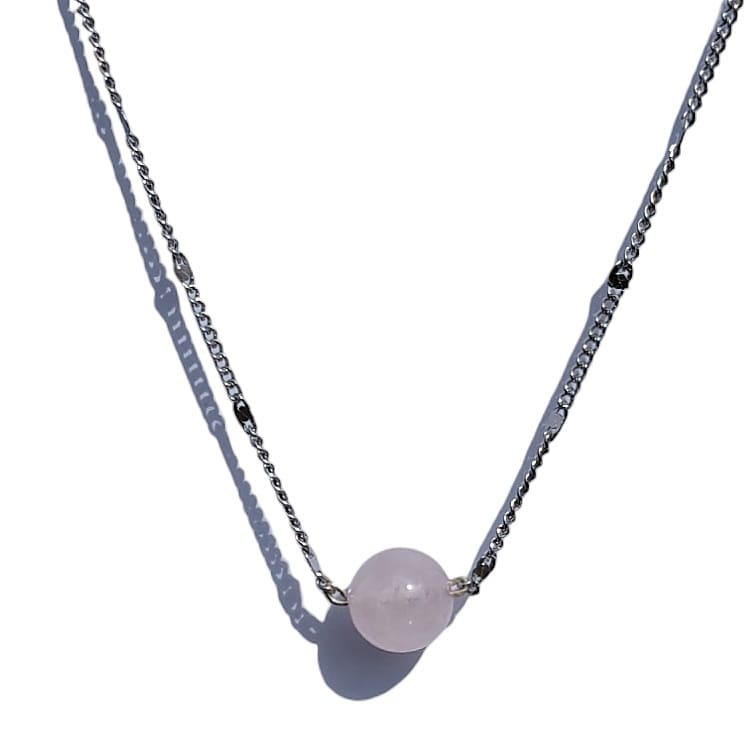 Collier ras de cou pierre Quartz Rose