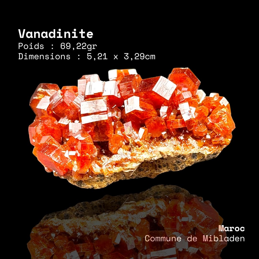 Vanadinite Rouge Hexagonale - Mibladen (Maroc)