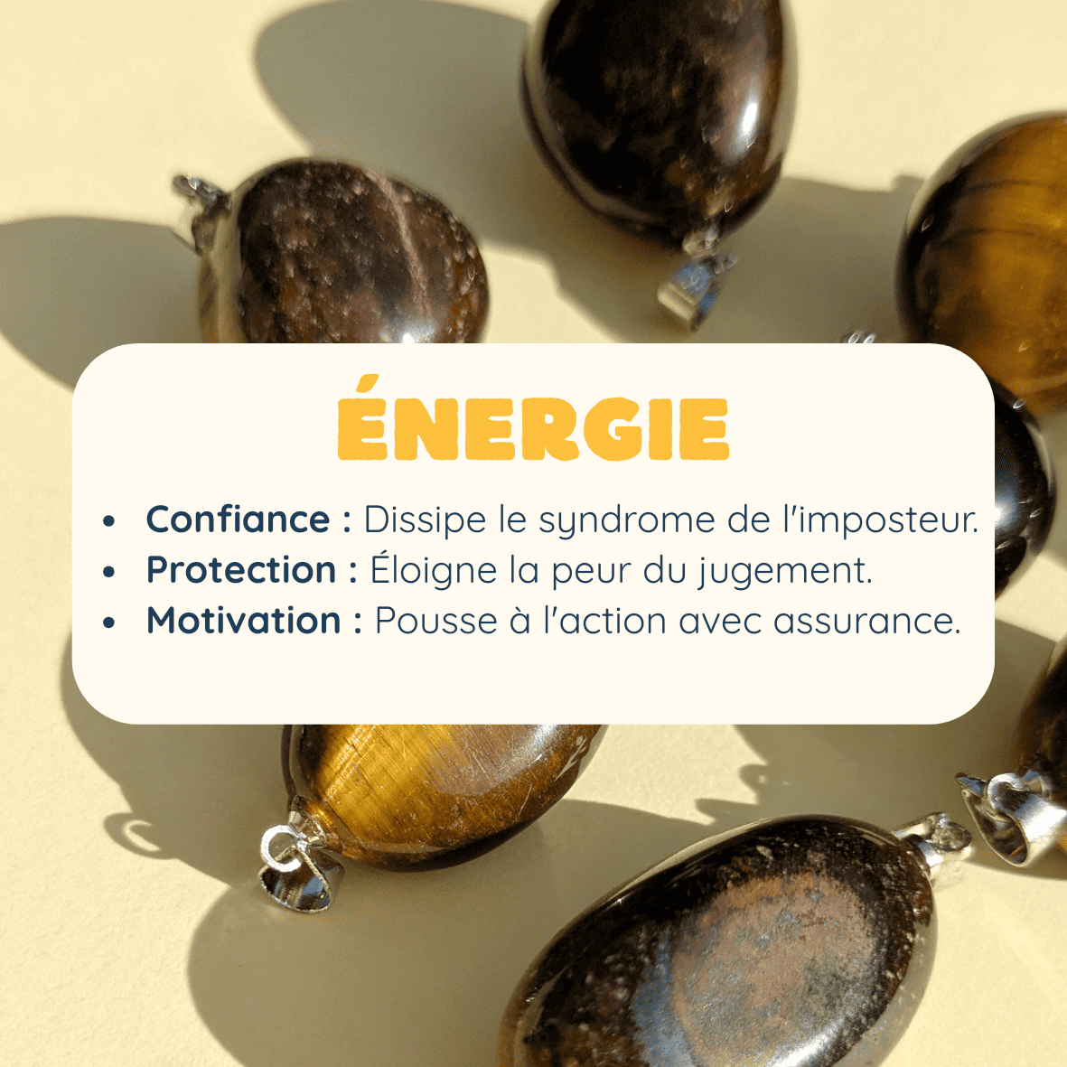 Pendentif en Œil de Tigre Roulée – Protection et Confiance en Soi