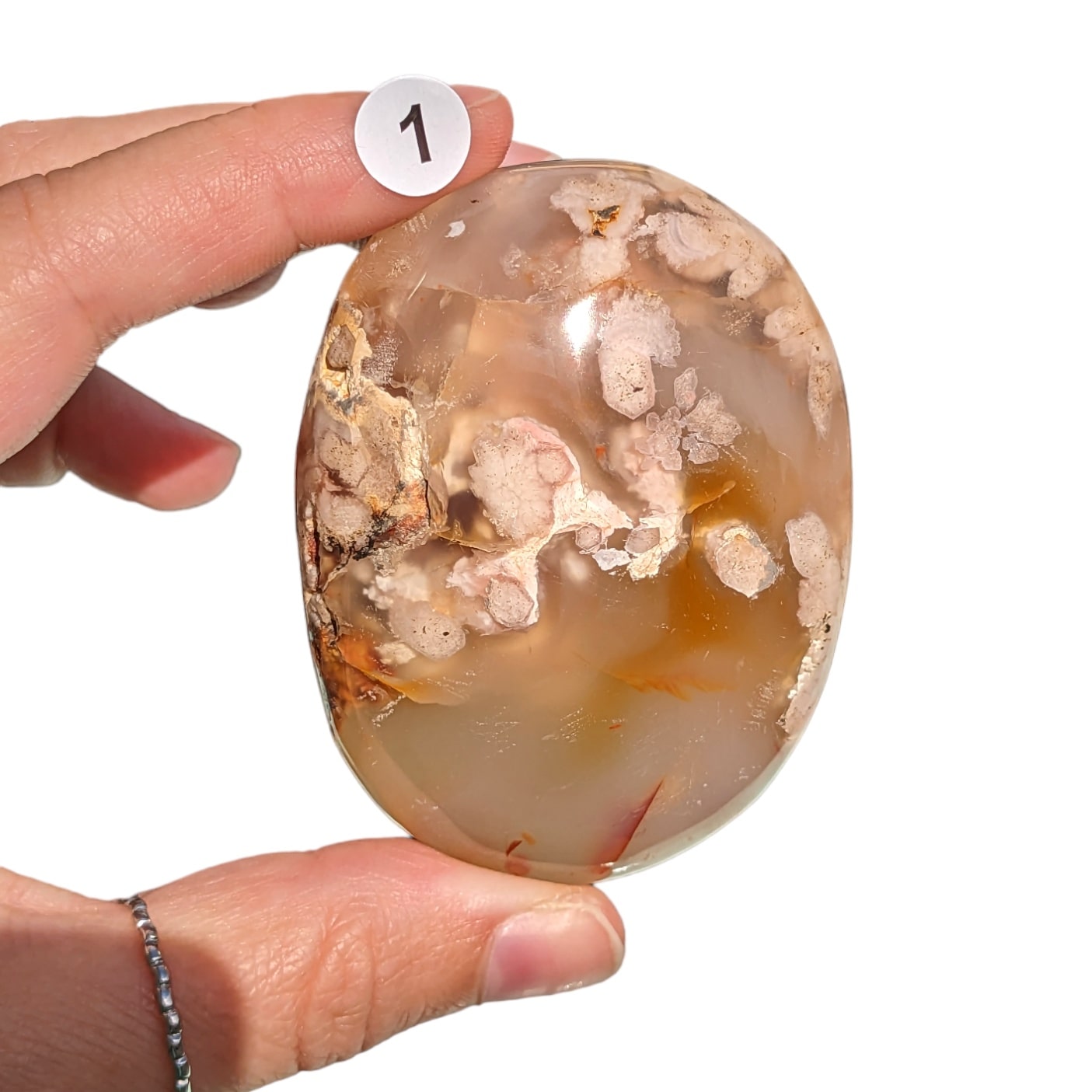 Galet Agate Fleur de Cerisier – Harmonie et Apaisement