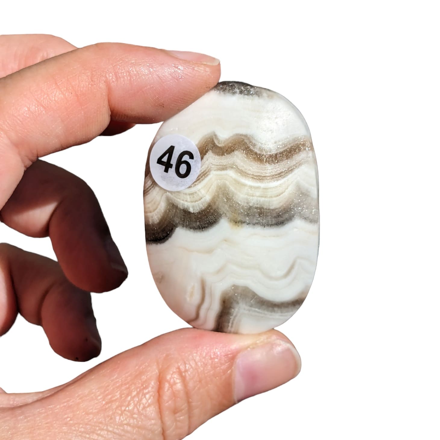 Galet Calcite Zébrée – Énergie et Stabilité