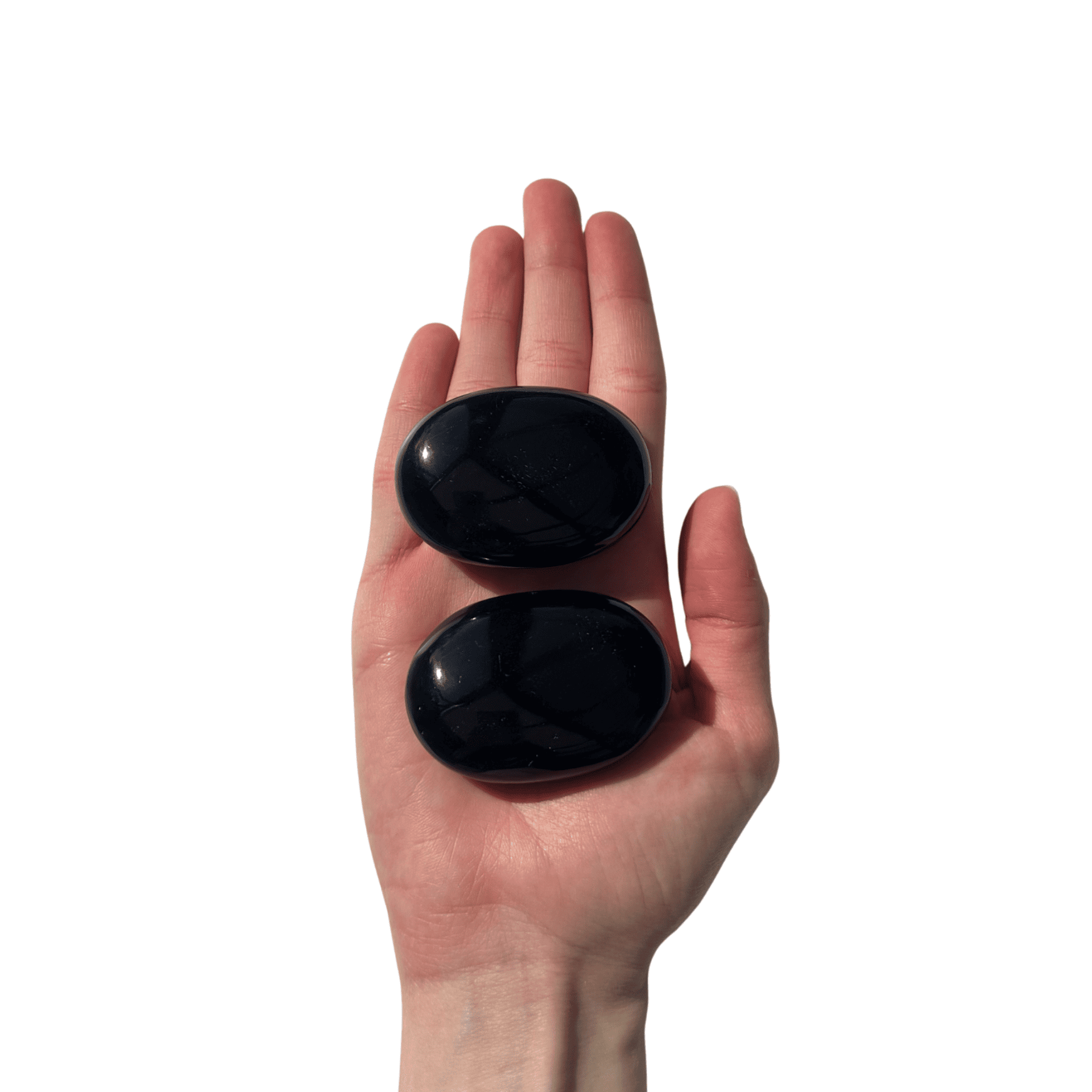 Galet Obsidienne Noire mains