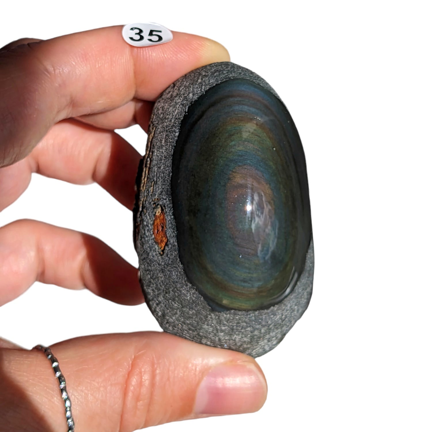 Galet Semi-Poli Obsidienne Œil Céleste – Protection et Éveil Spirituel