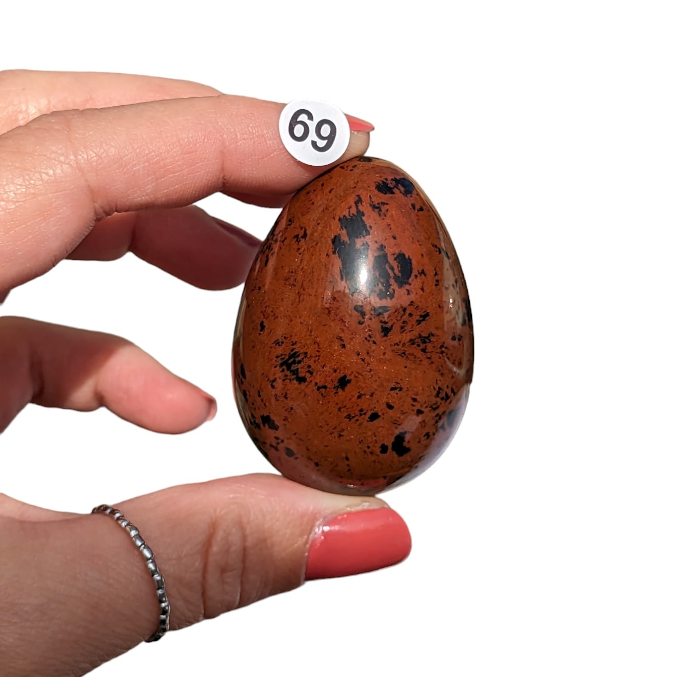 Oeuf obsidienne acajou