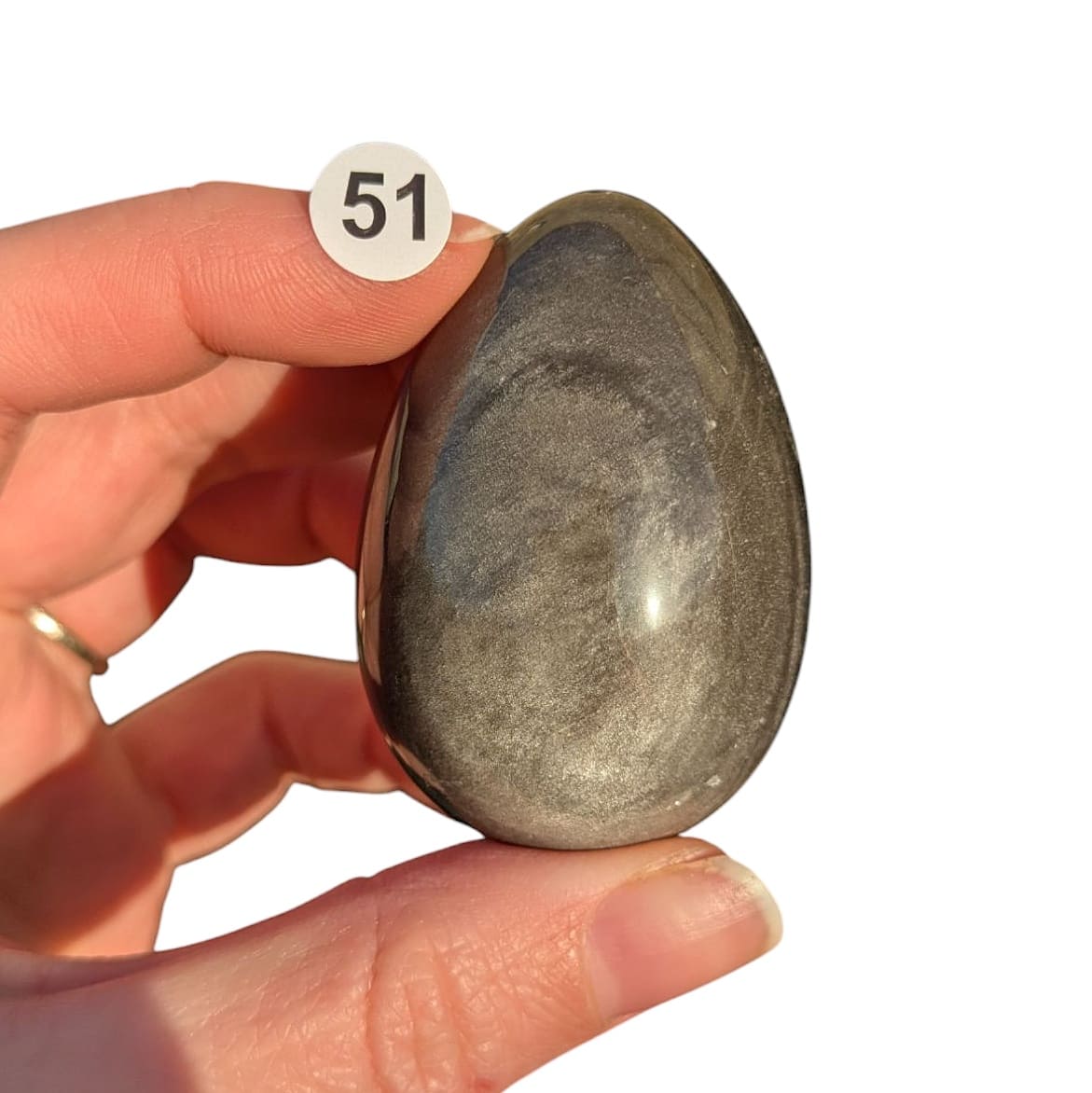 oeuf obsidienne argentée
