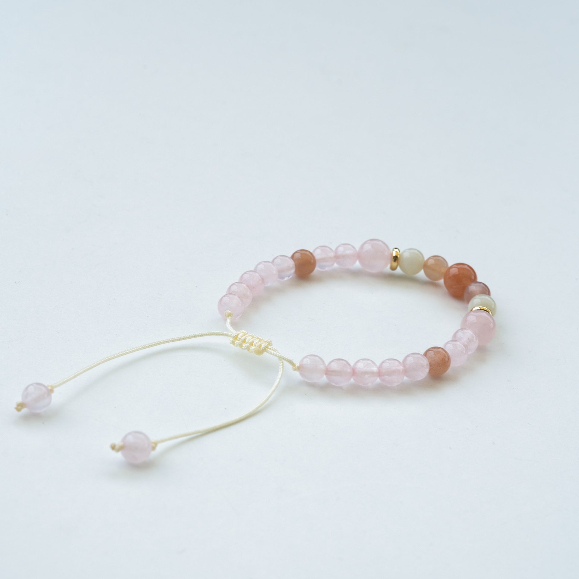 Collier mala "JE CÉLÈBRE" - Quartz rose et Pierre de lune