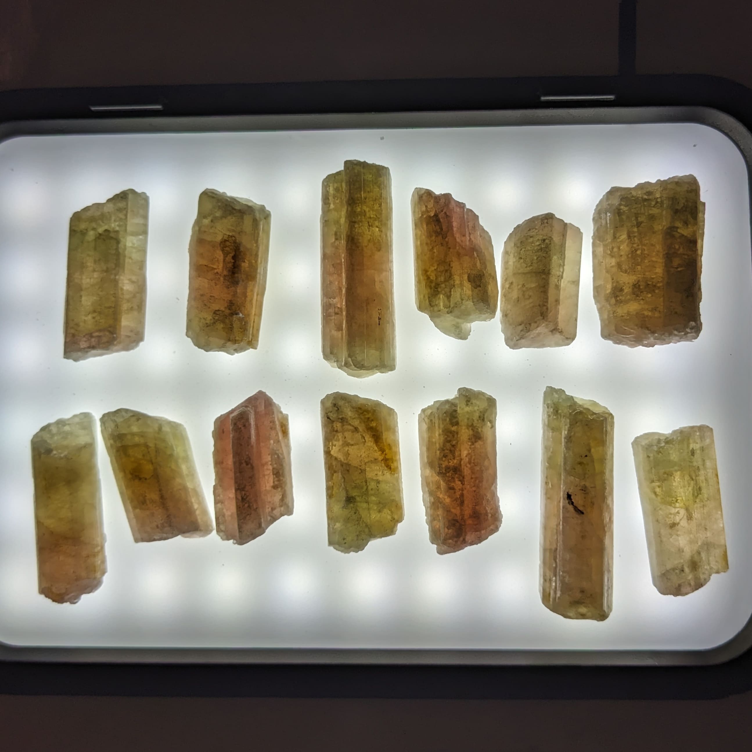 tourmaline melon d'eau brut éclairé