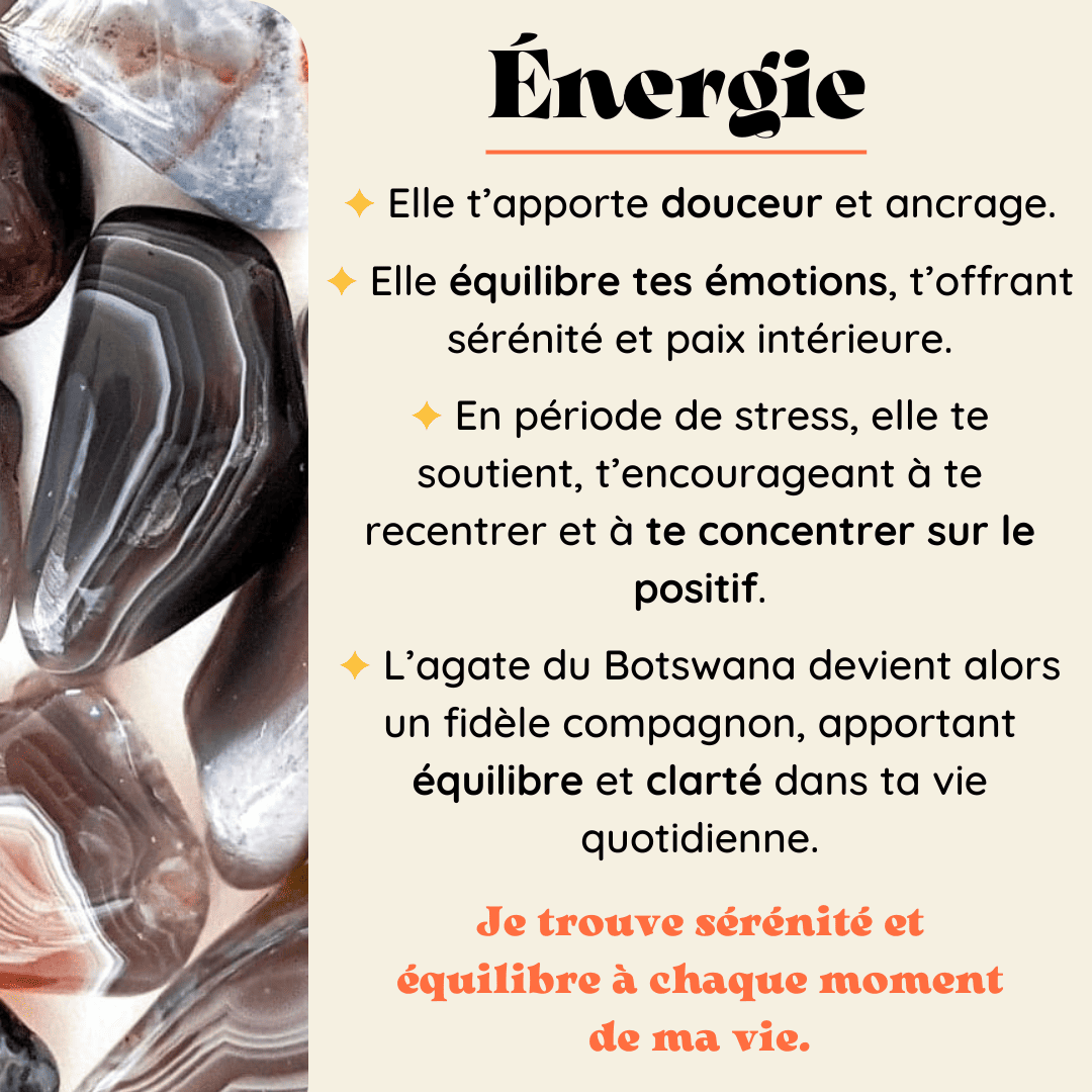 Pendentif en Agate du Botswana Roulée – Équilibre
