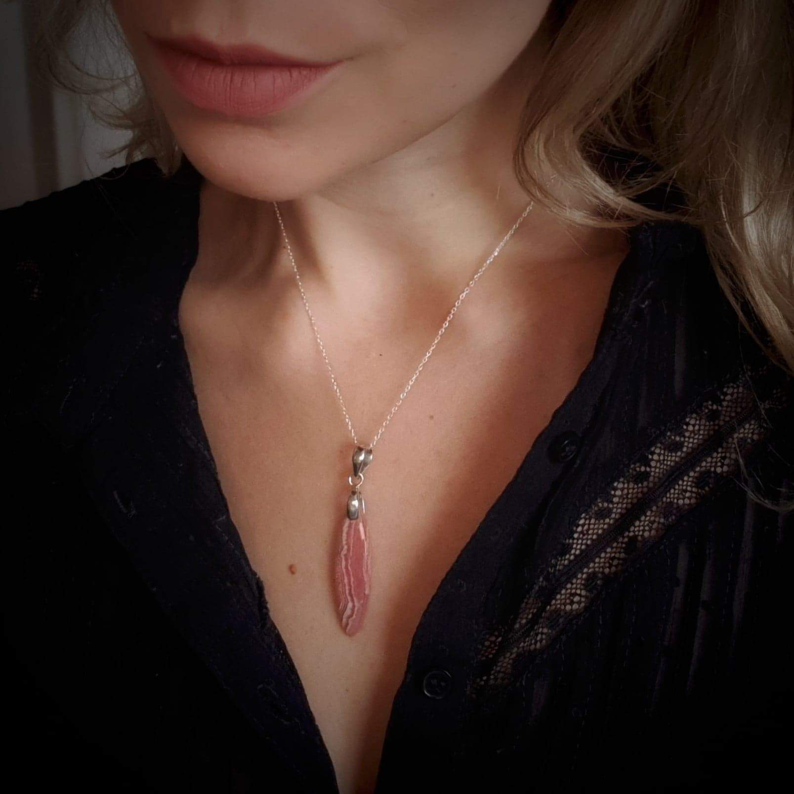 Collier rhodochrosite en argent