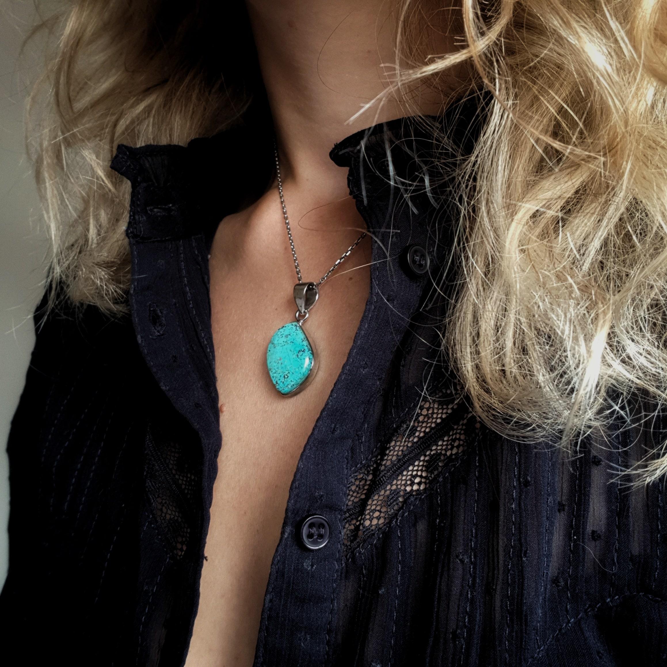 collier chrysocolle en argent