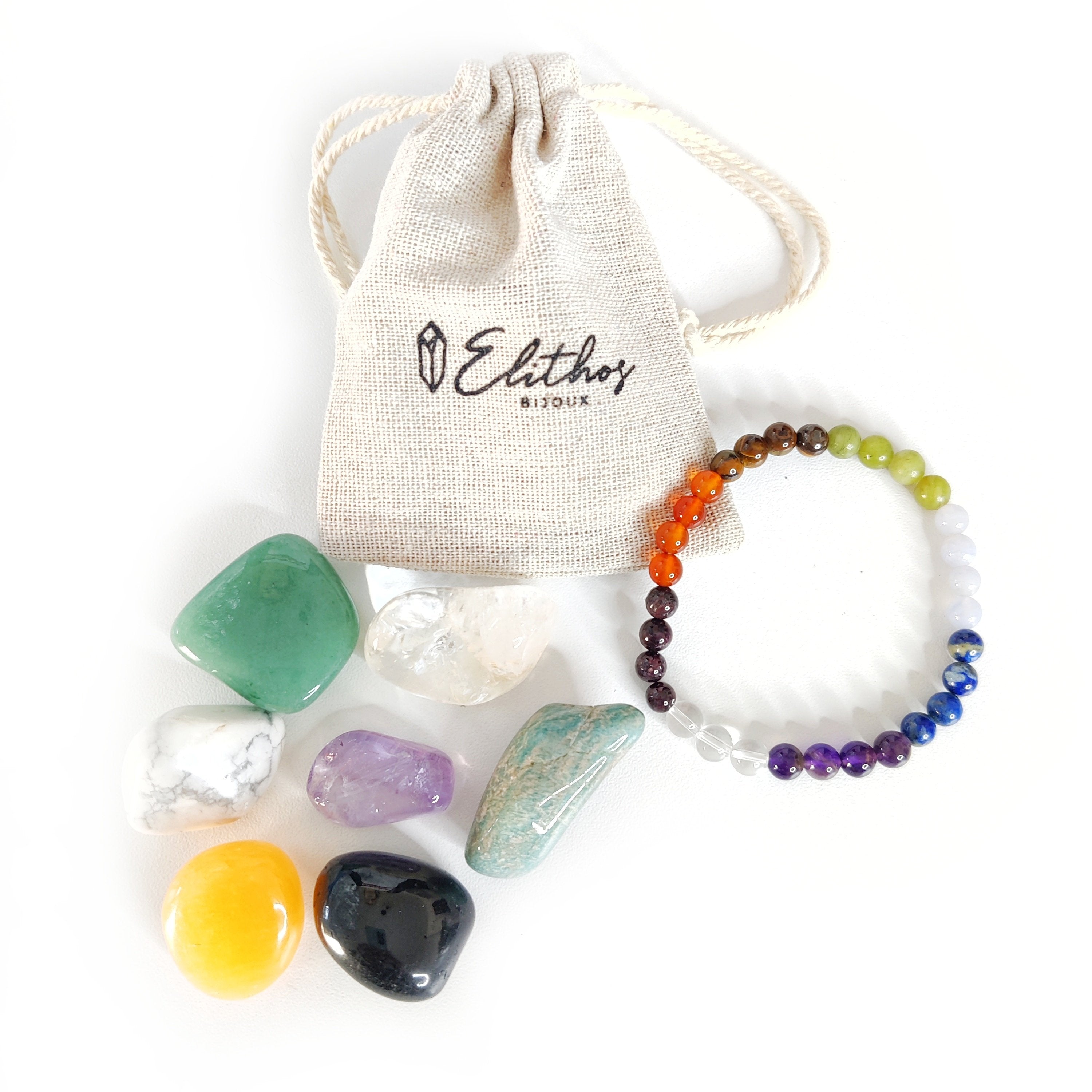 Pierre 7 chakras vraies pierres roulée naturelles - Lithothérapie