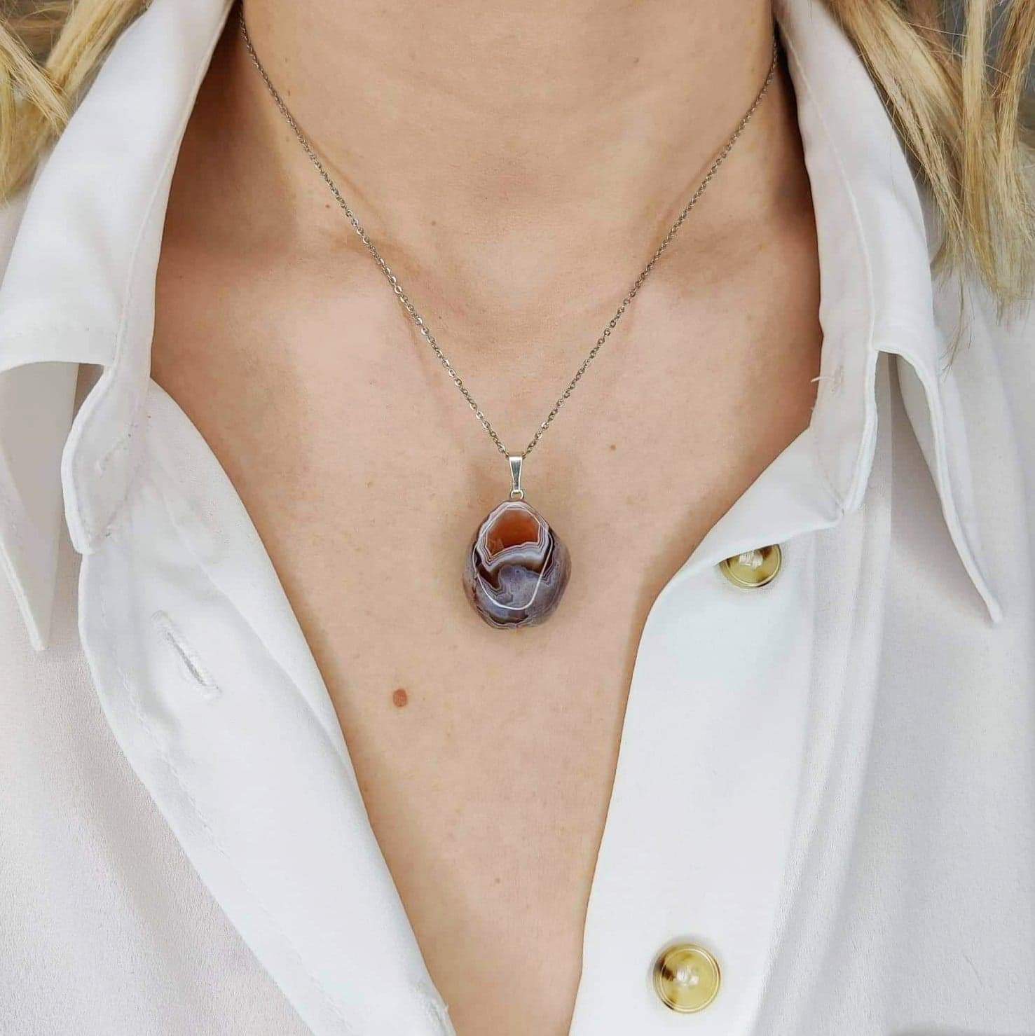 collier femme pierre agate du botsawana