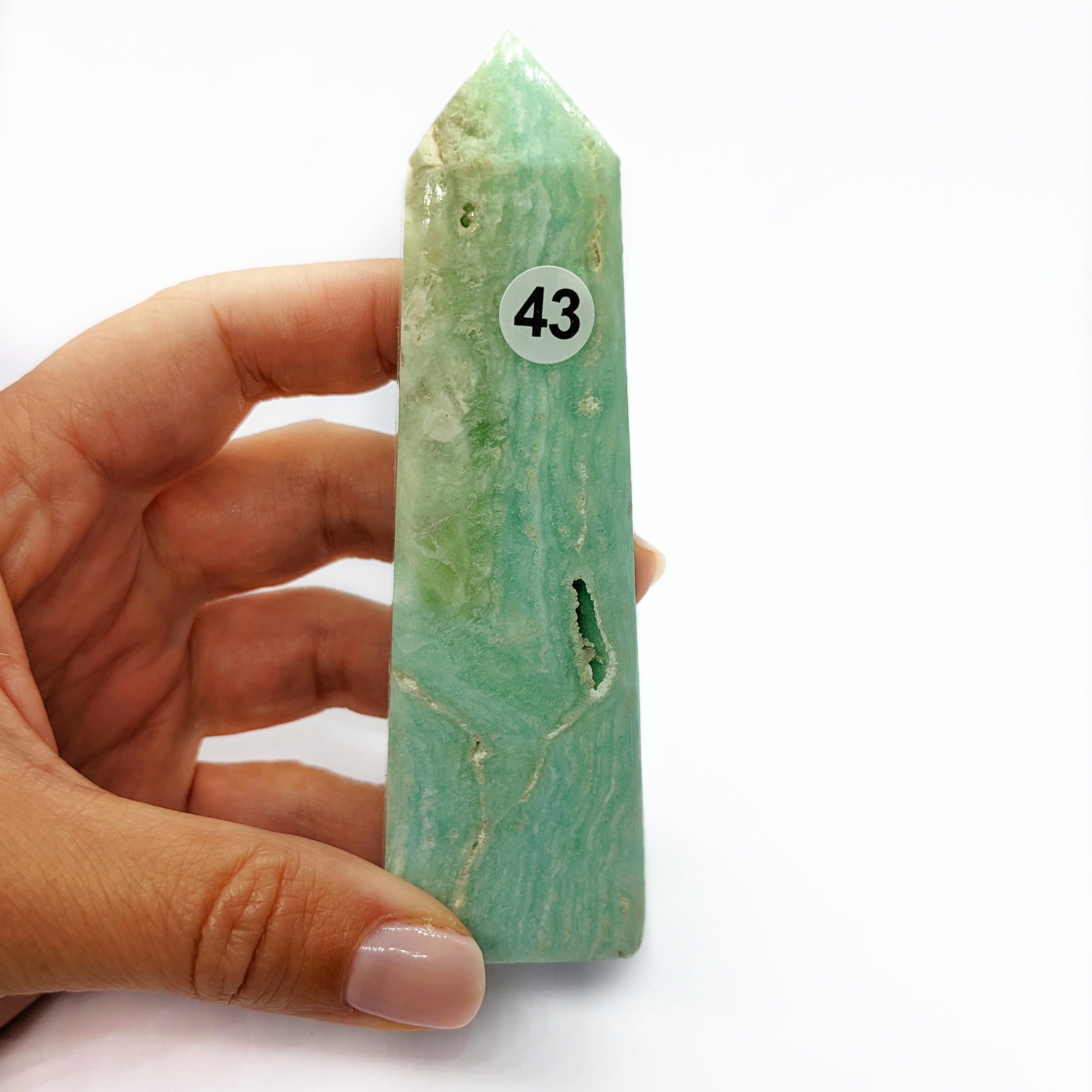 Pointe aragonite bleue