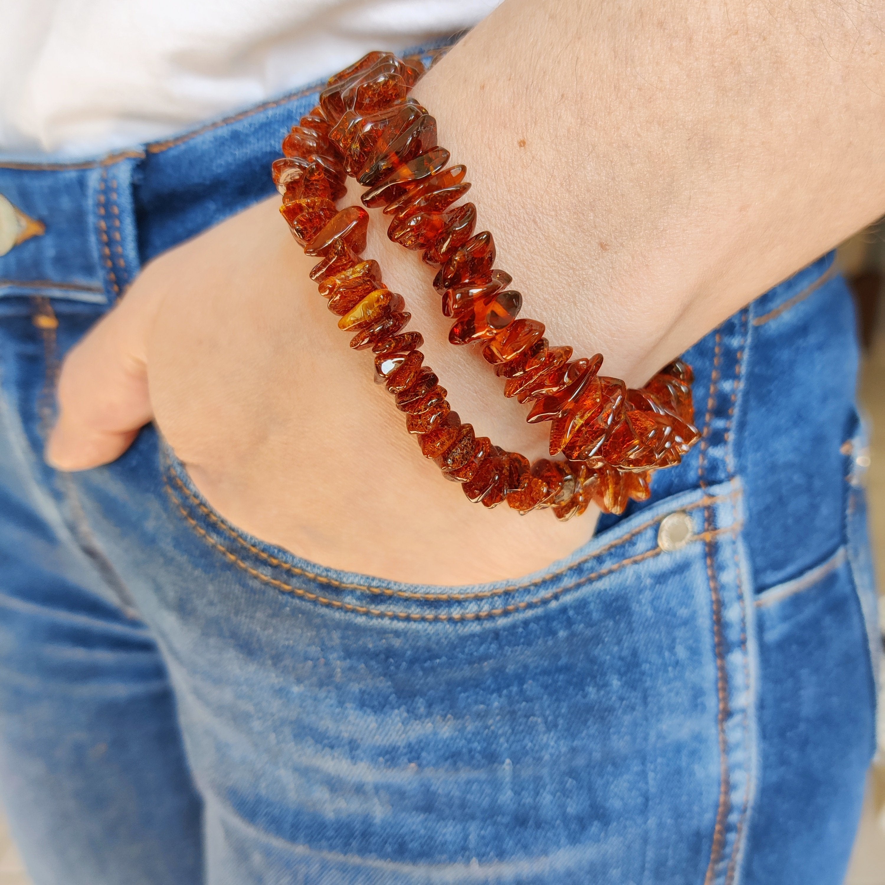 Bracelet ambre cognac lithothérapie