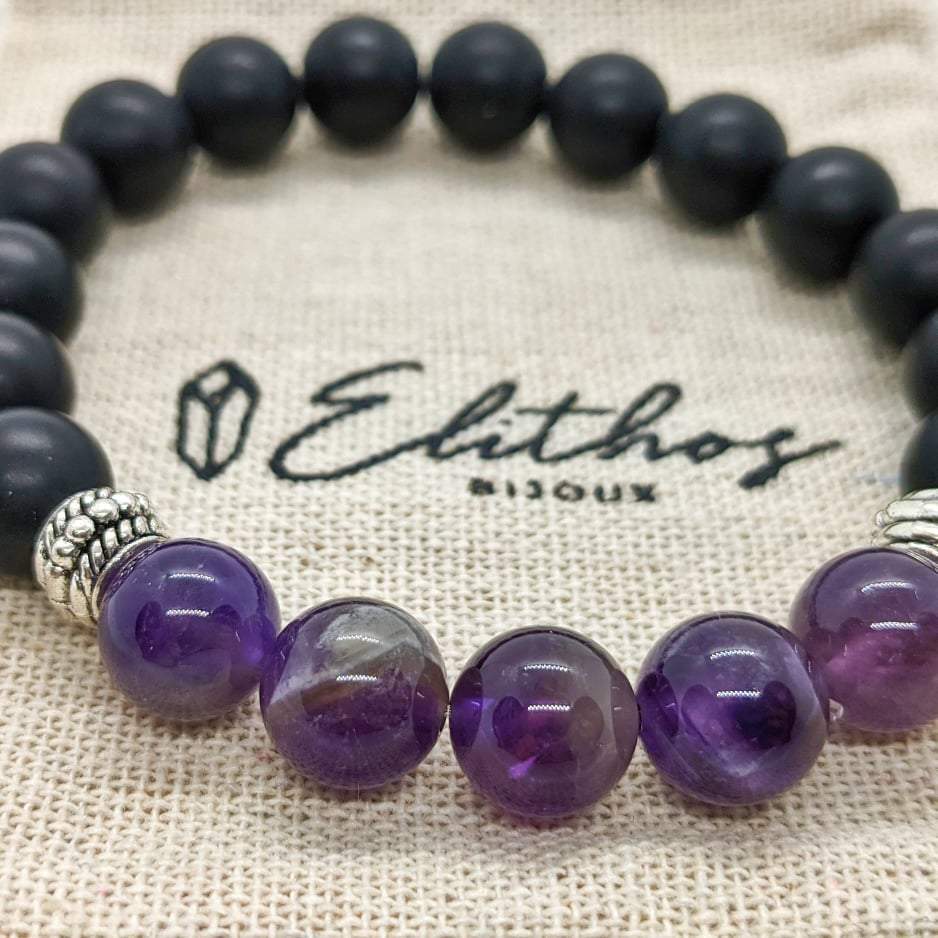 Bracelet homme pierre améthyste
