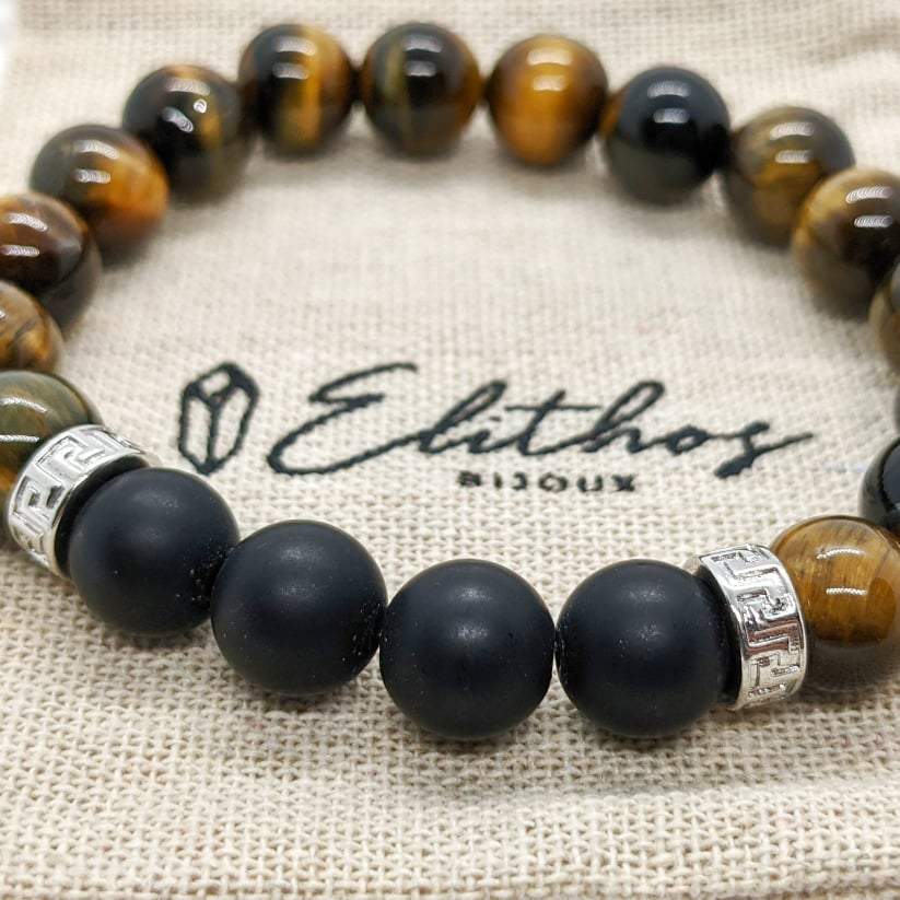 bracelet homme perles oeil de faucon