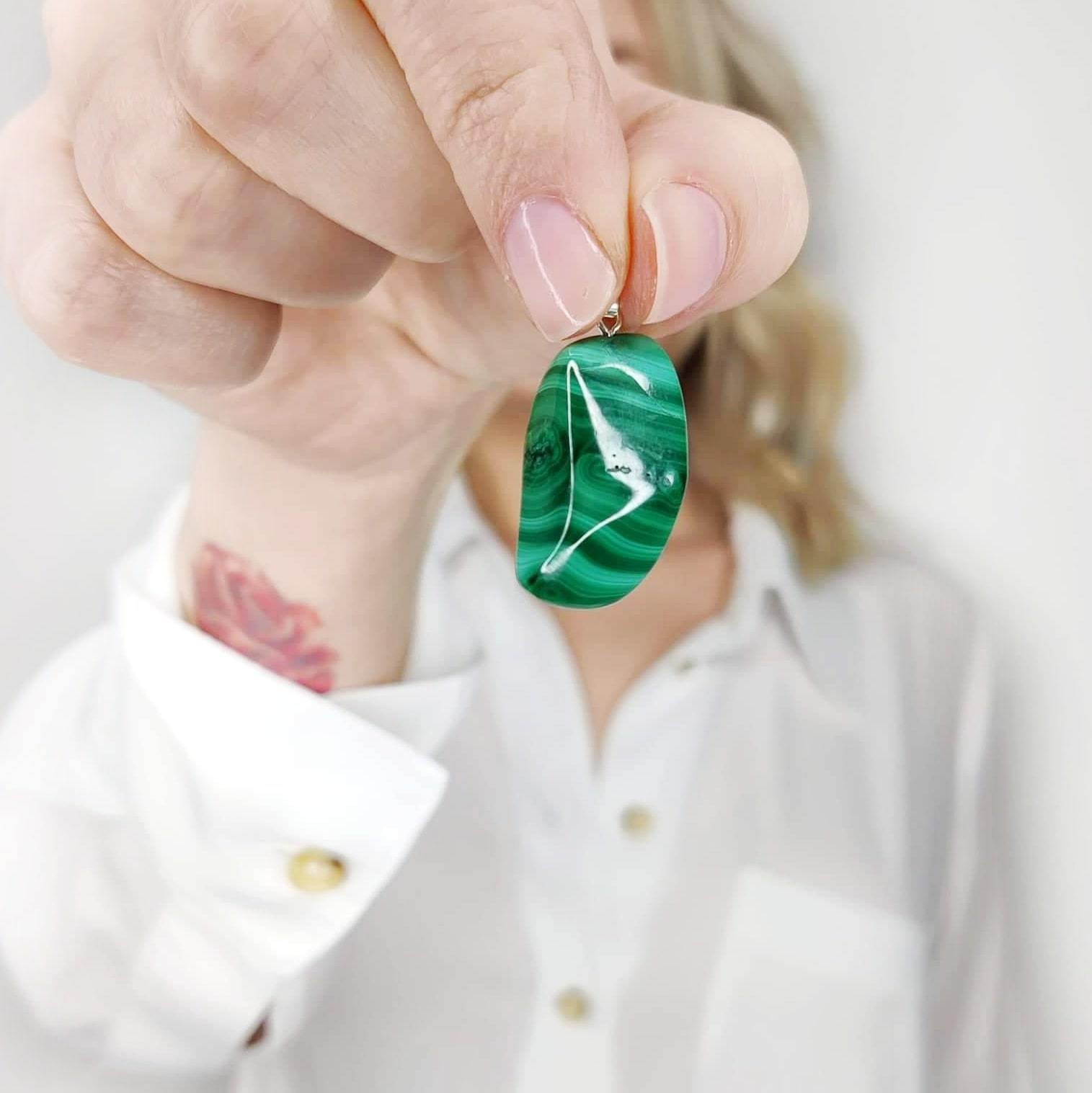 collier pierre malachite