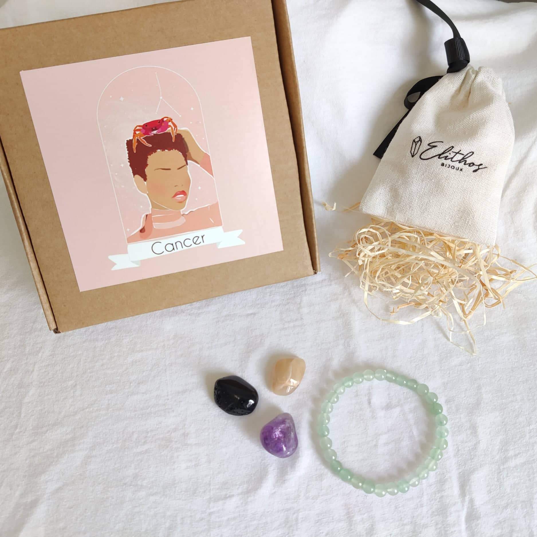 Kit astrologie - lithothérapie pierre pour le signe du Cancer + bracelet