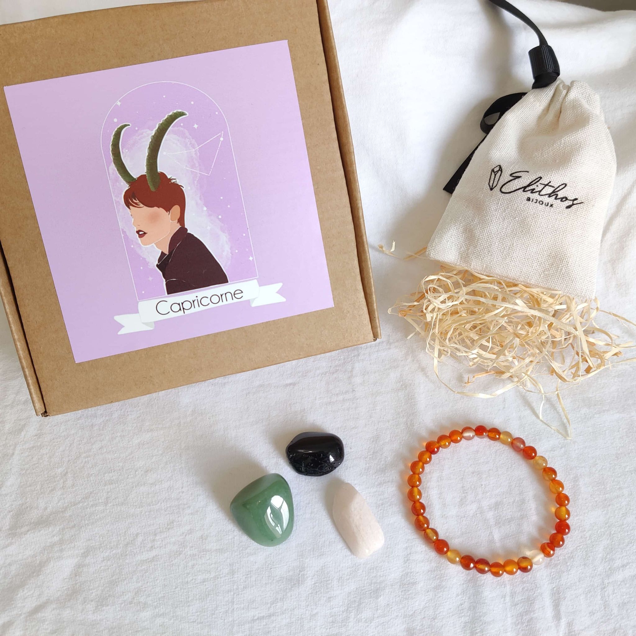 Kit astrologie - lithothérapie pierre pour le signe du Capricorne + bracelet