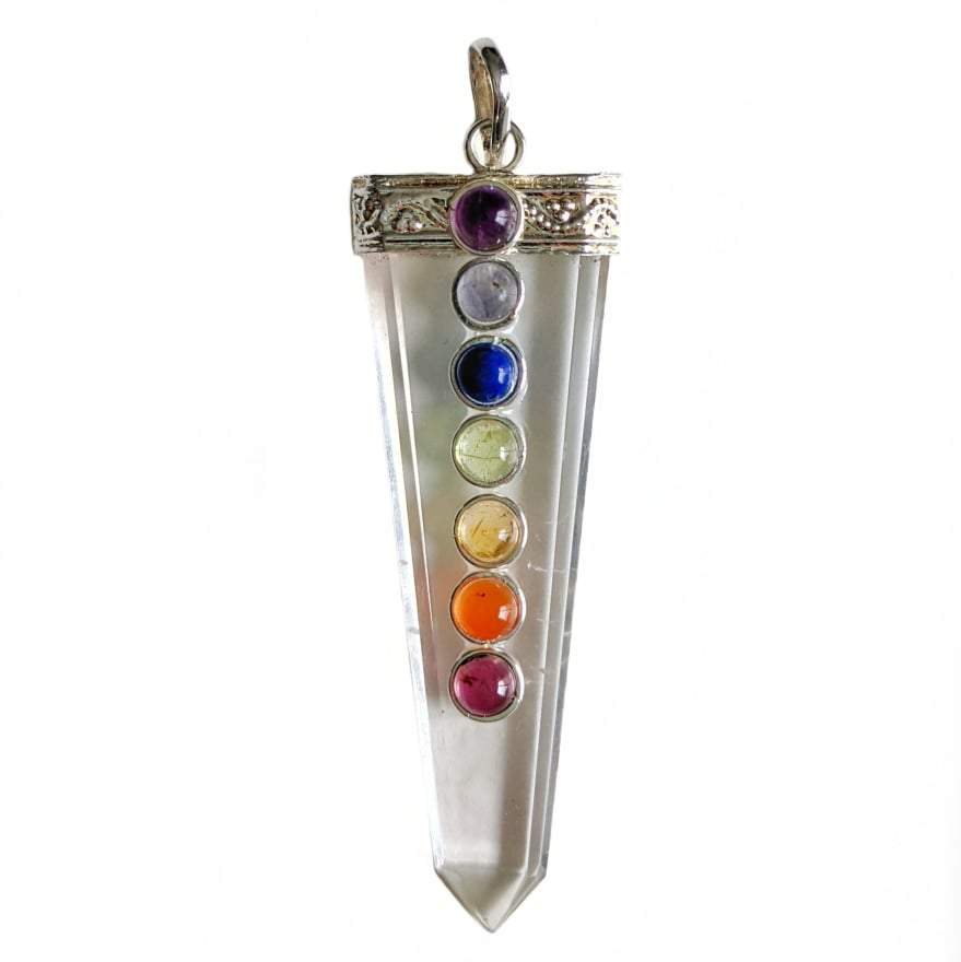 Collier 7 chakras vraies pierres cristal de roche