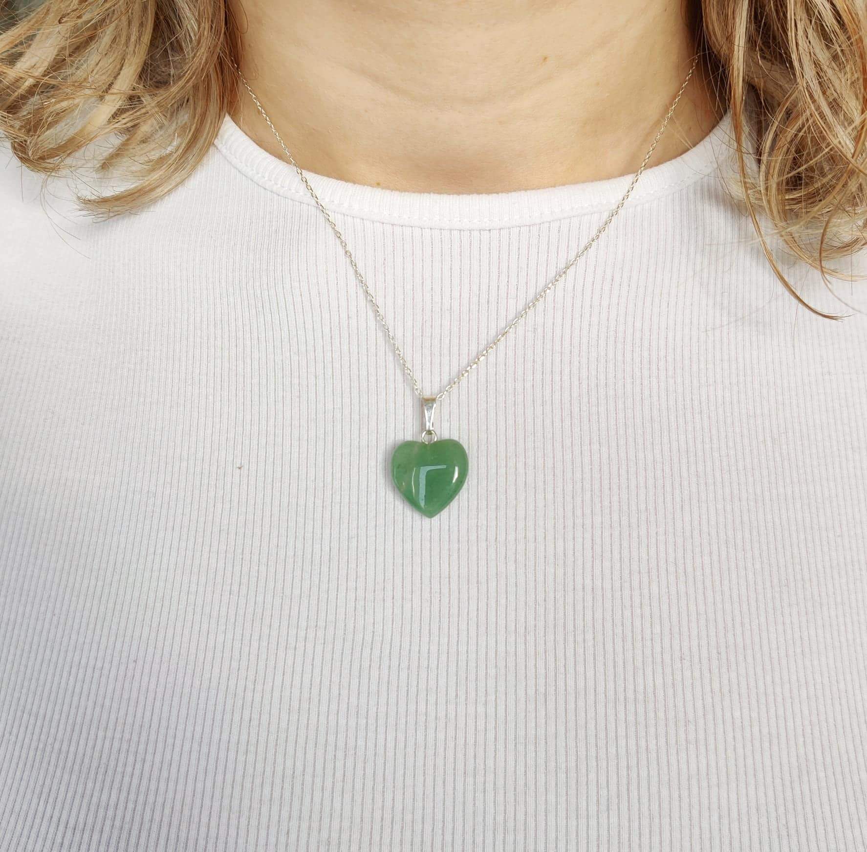 Pendentif en forme de coeur et pierre aventurine