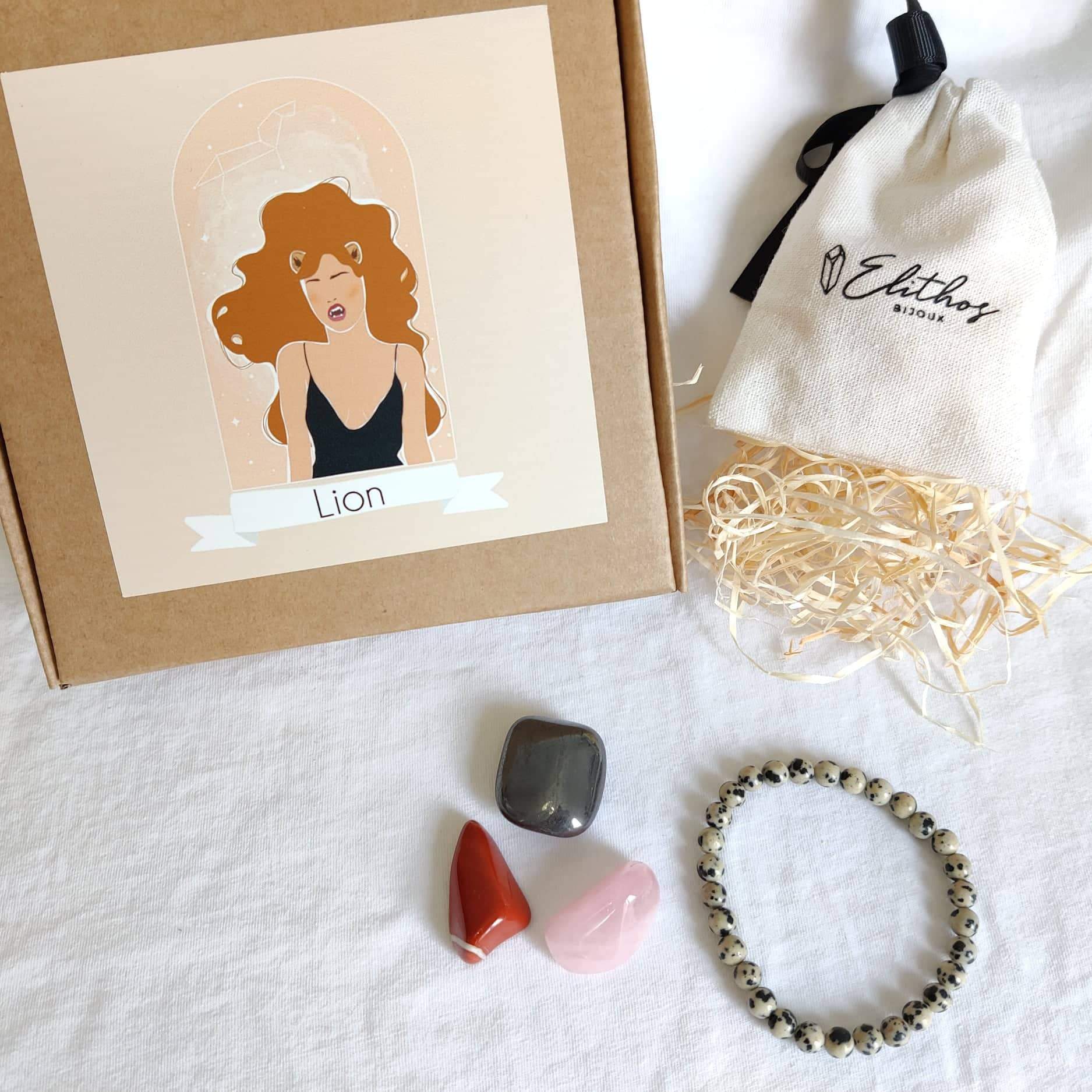 Kit astrologie - lithothérapie pierre pour le signe du Lion + bracelet