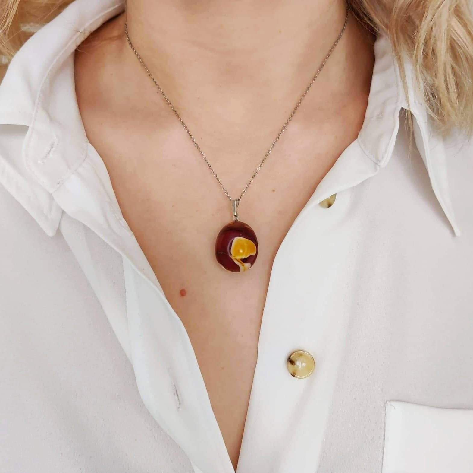 collier femme pierre jaspe mokaite