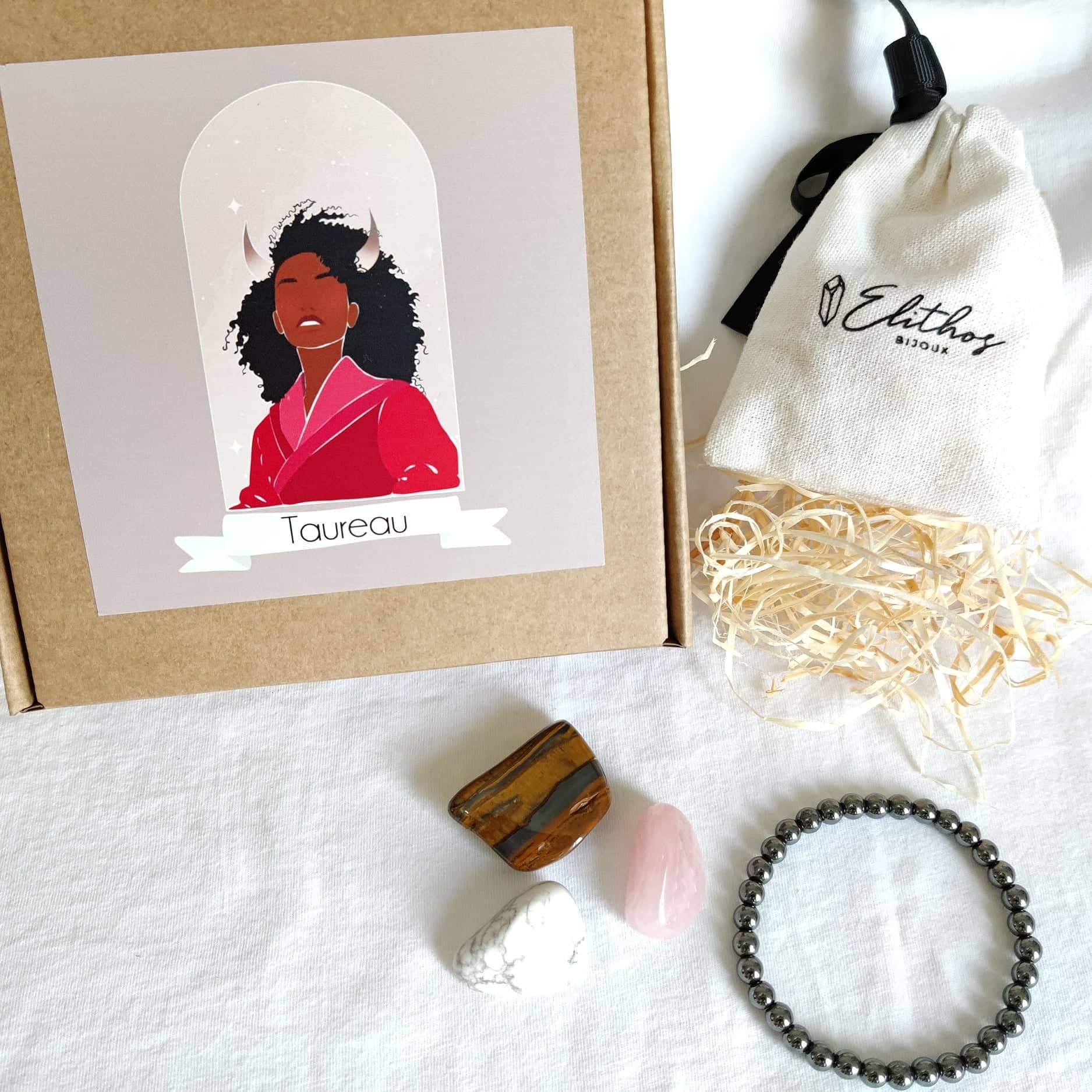 Kit astrologie - lithothérapie pierre pour le signe du Taureau + bracelet