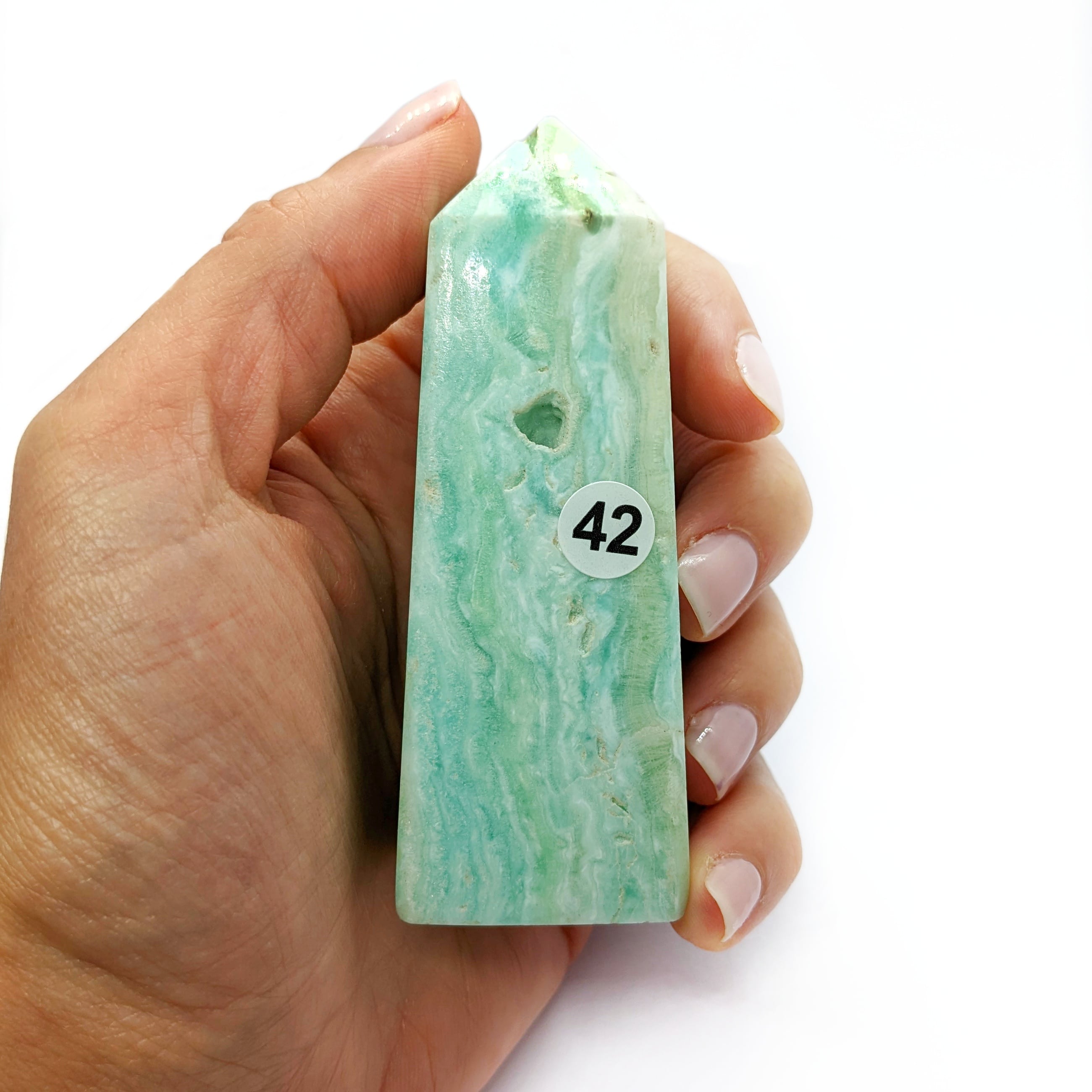 pointe en aragonite bleue