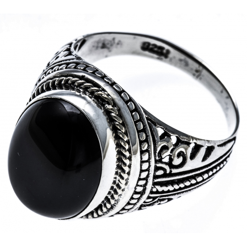 Bague Homme Onyx naturelle et monture Argent