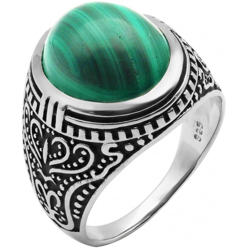 Bague Homme Malachite naturelle et monture Argent