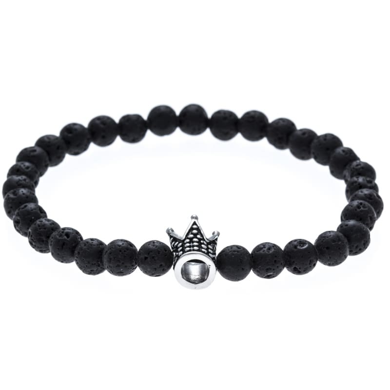 Bracelet homme en pierre de lave et acier