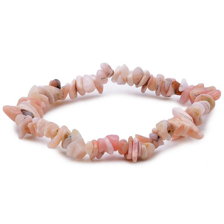 Bracelet pierre opale rose style baroque provenance pérou