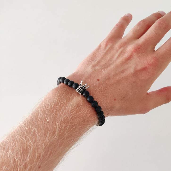 bracelet homme pierre de lave naturelle